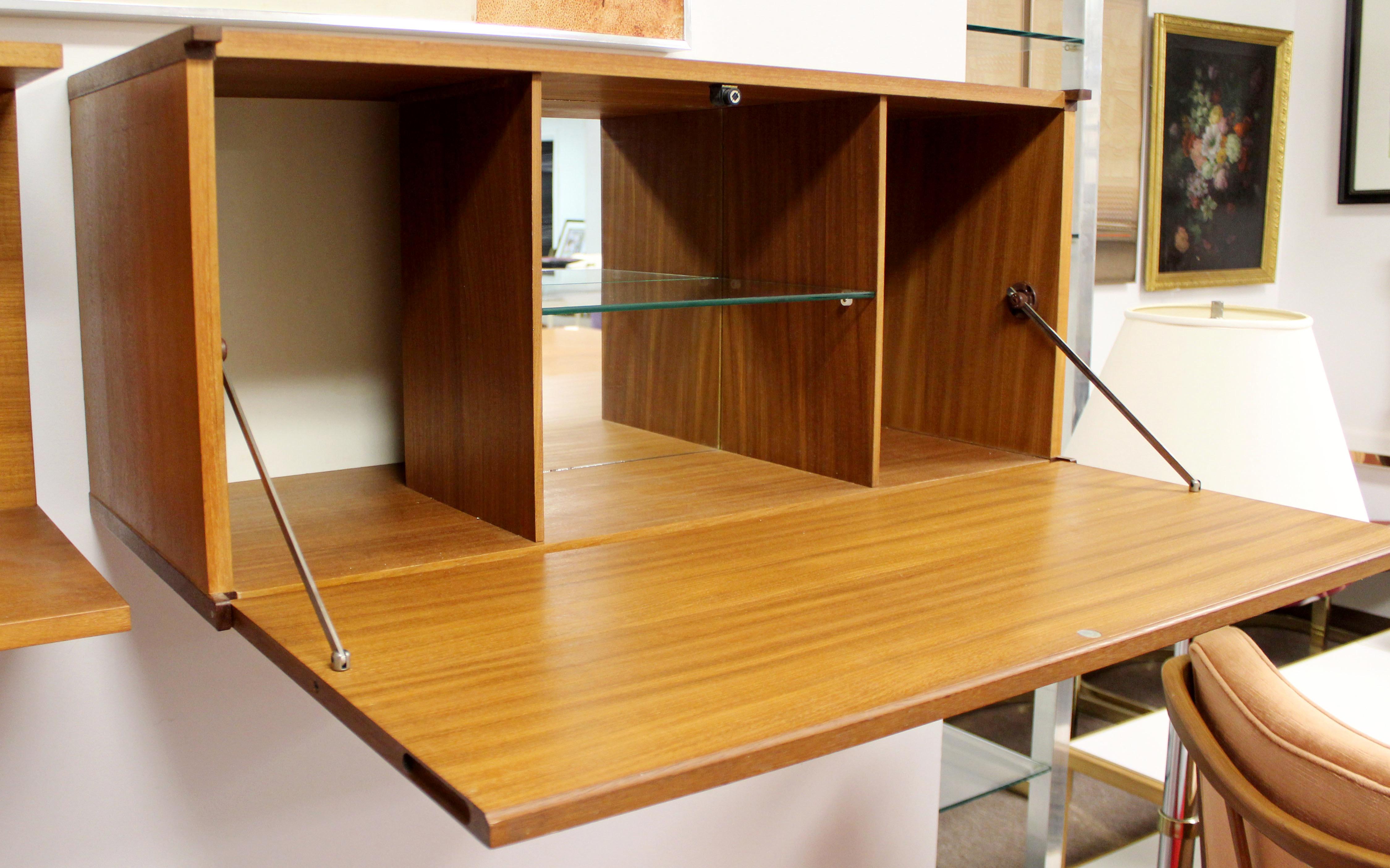 Late 20th Century Mid-Century Modern Tapley Teak Wall Mounted Floating Shelf & Bar Cabinet, 1970s