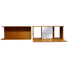 Mid-Century Modern Tapley Teak Wall Mounted Floating Shelf & Bar Cabinet, 1970s