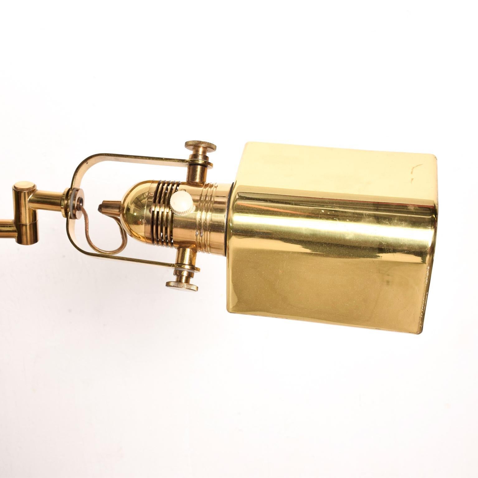 Floor LAMP by NESSEN in Brass Adjustable Task Pharmacy Pivot Reading Light 1980s 2