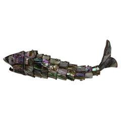 Mid-Century Modern Taxco Los Castillo Abalone Articulated Fish Bottle Opener