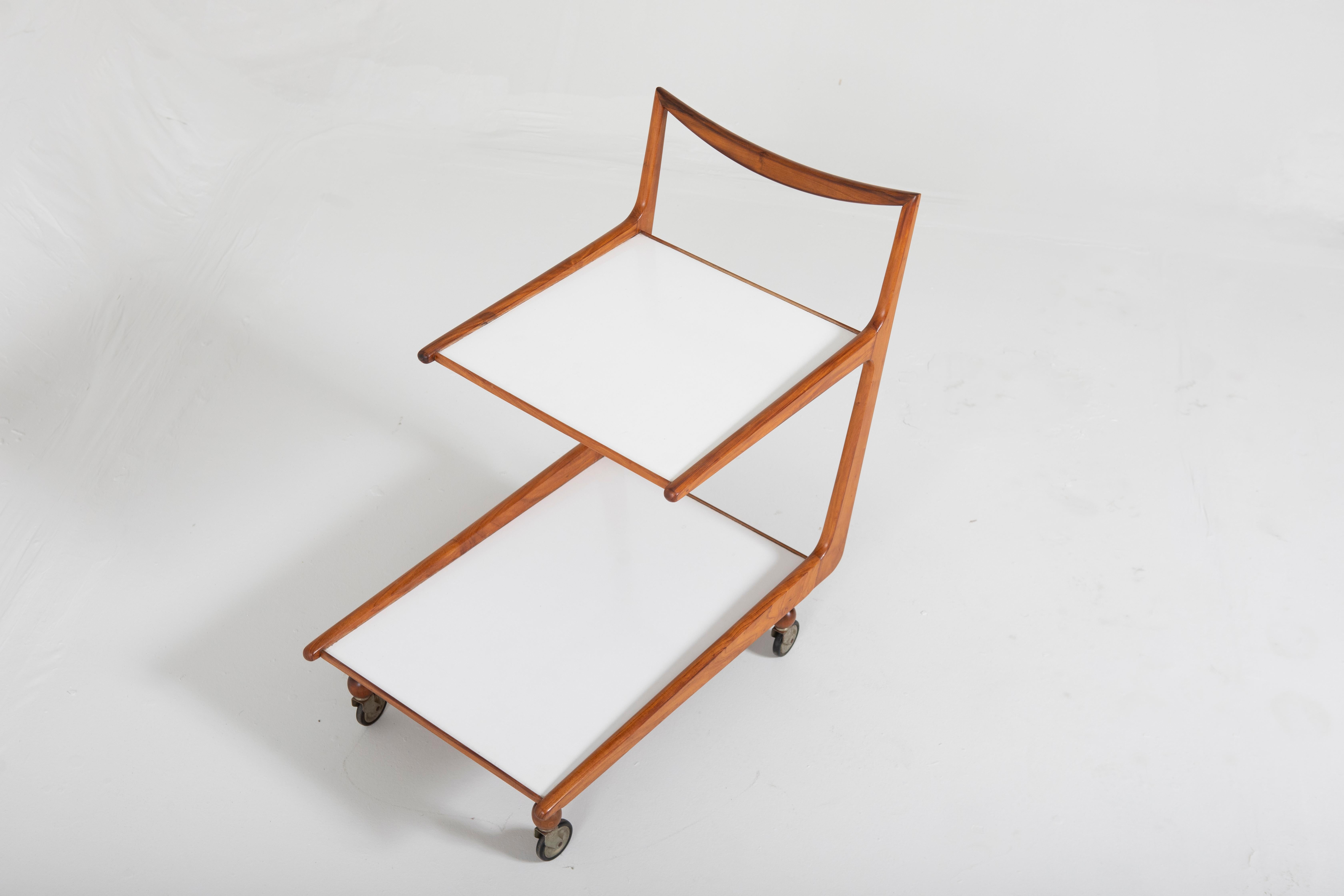 Brazilian Mid-Century Modern Tea Cart by Giuseppe Scapinelli, 1960s For Sale