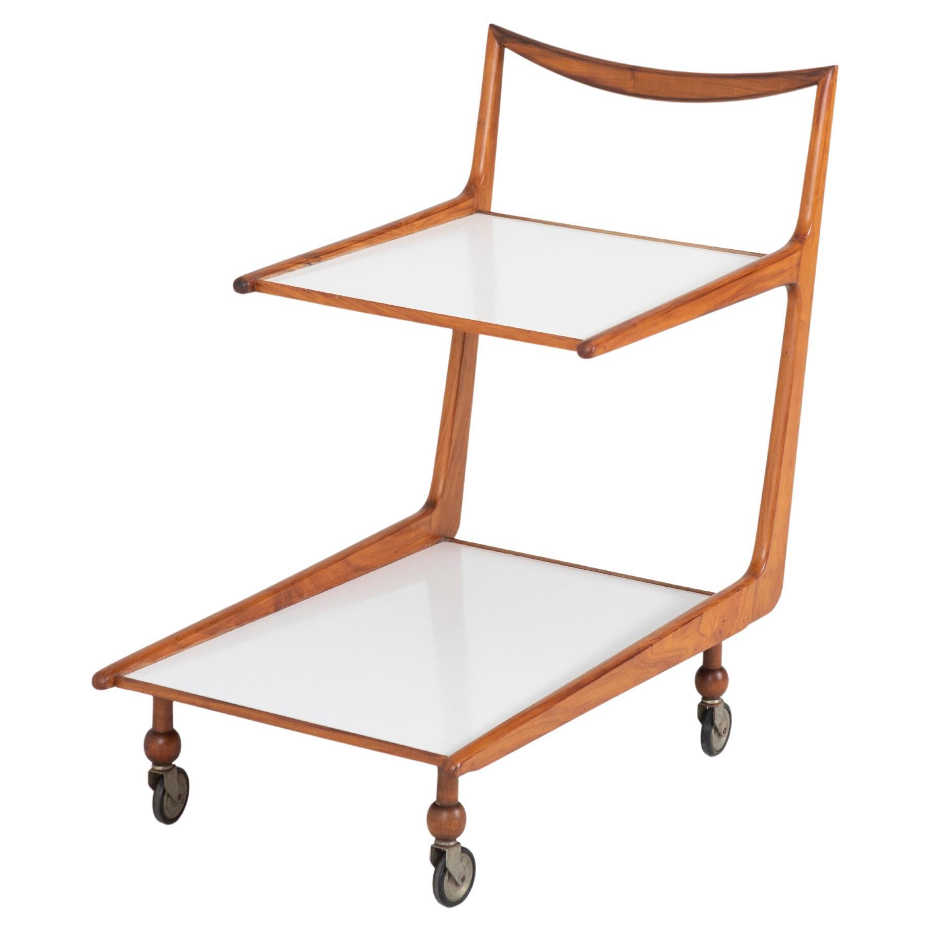 Chariot à thé moderne du milieu du siècle dernier de Giuseppe Scapinelli, années 1960