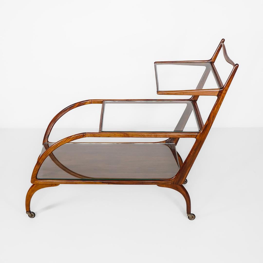 Verre Chariot à thé en Wood Caviúna de Giuseppe Scapinelli, Brasil, 1960, The Modernity en vente