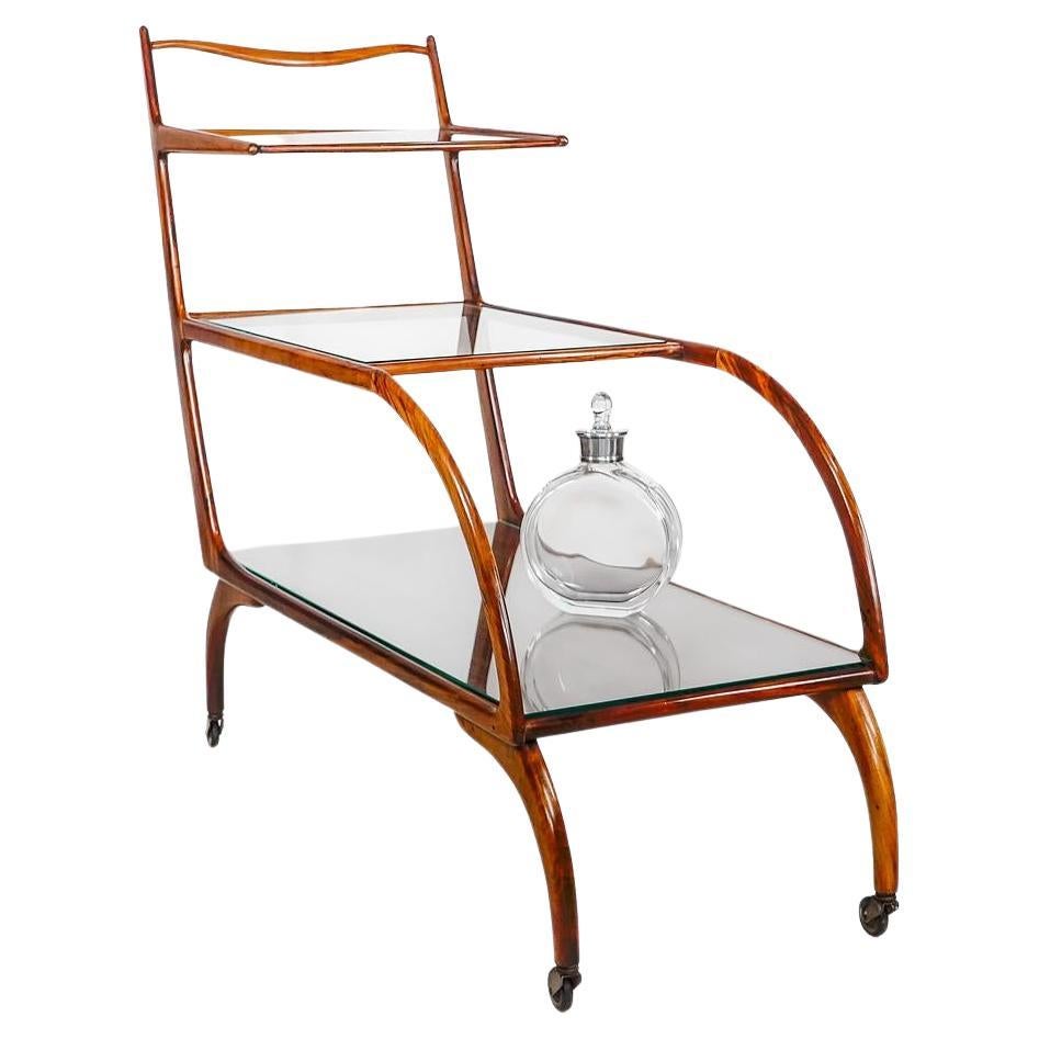 Mid-Century Modern Tea Cart in Caviúna Wood by Giuseppe Scapinelli, Brasil, 1960