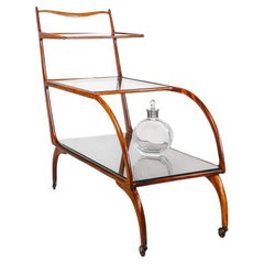 Carro de té moderno de mediados de siglo en madera de Caviúna por Giuseppe Scapinelli, Brasil, 1960