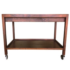 20th Century Danish Teak Tea Trolley - Vintage Scandinavian Glass Coffee Table