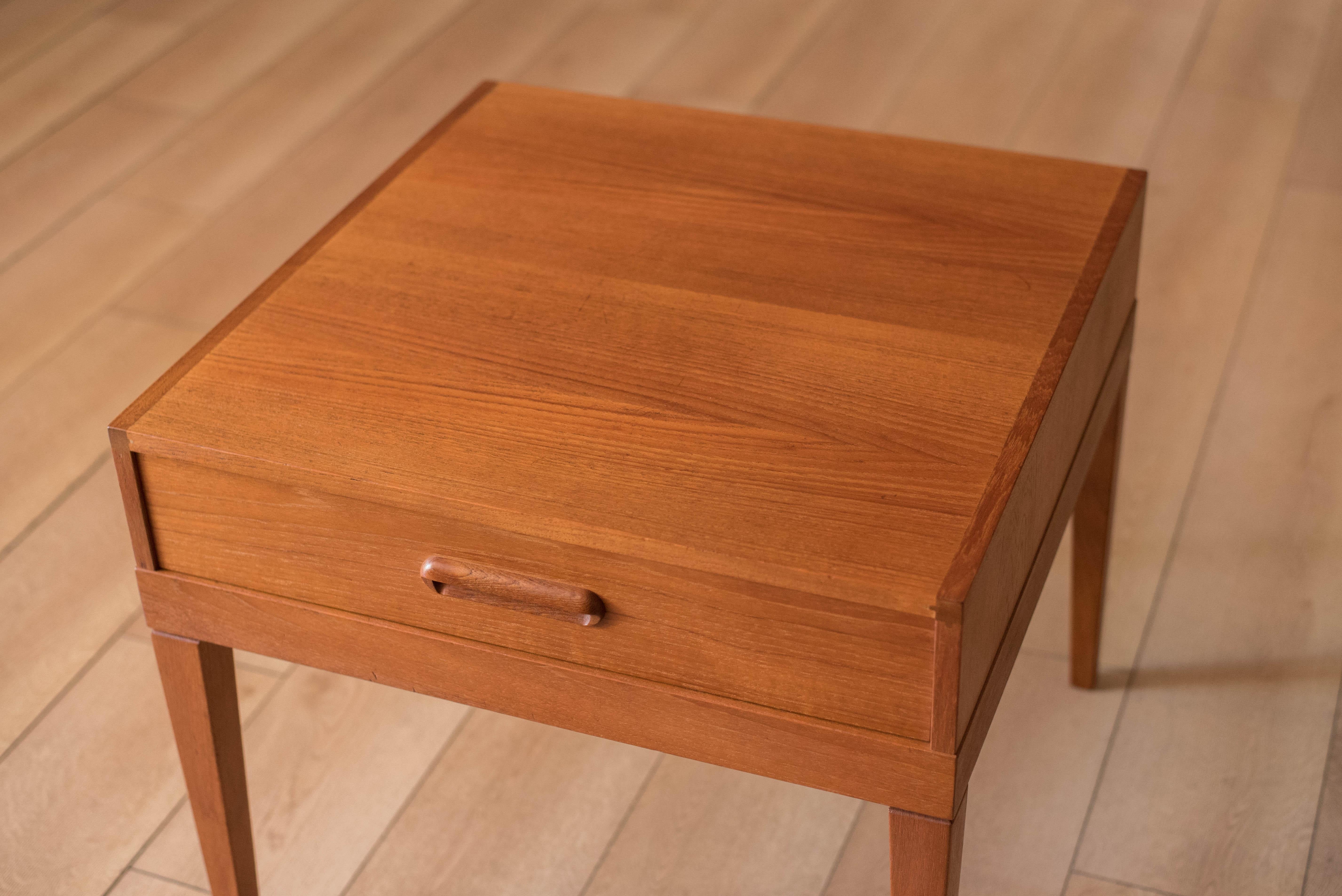Mid-20th Century Mid Century Modern Teak Accent Square End Table with Storage Drawer