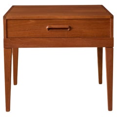 Mid Century Modern Teak Accent Square End Table with Storage Drawer