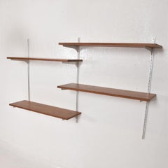 Mid-Century Modern Teak & Aluminum Wall Unit Shelving Teak & Aluminum