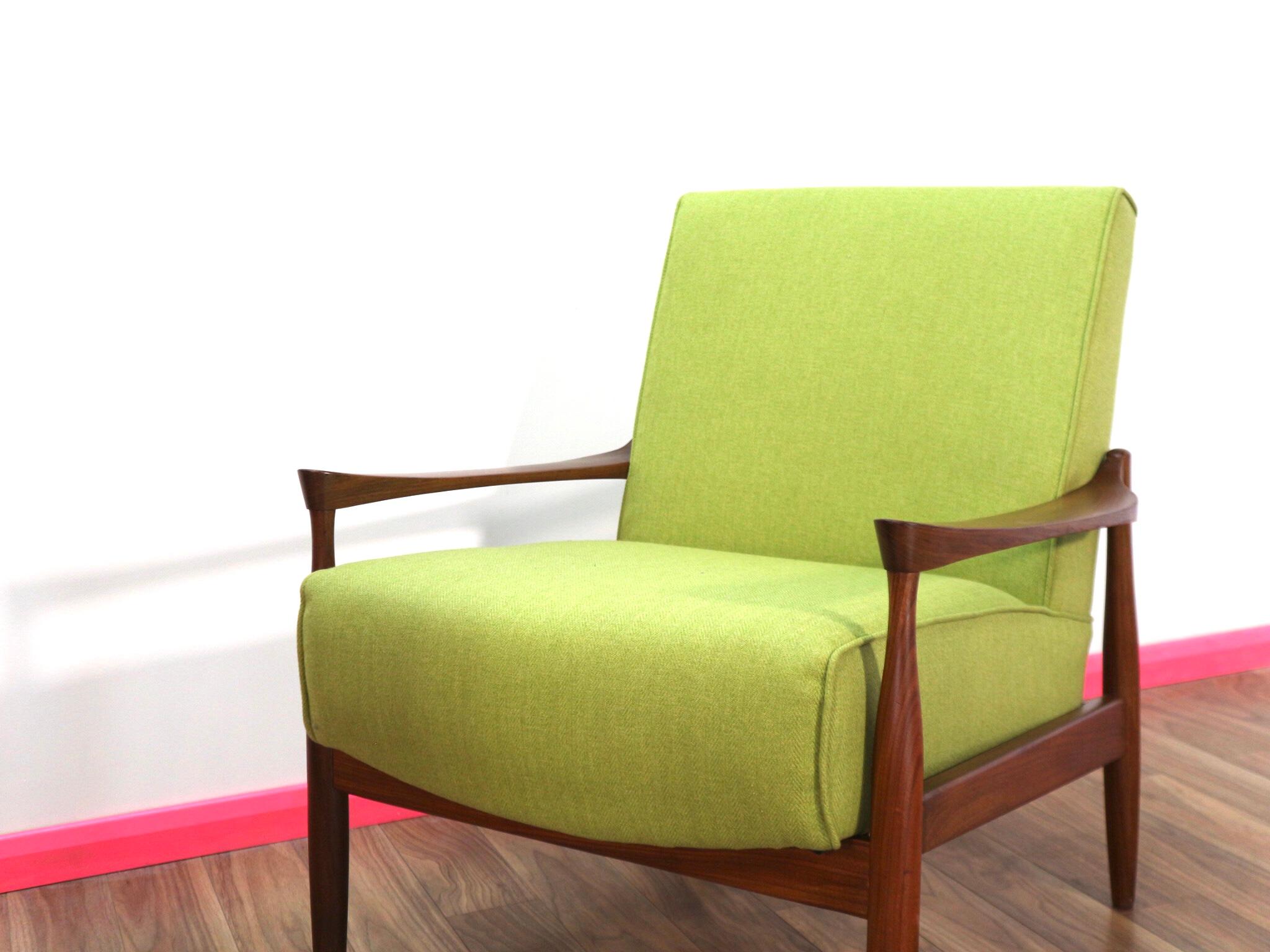 British Mid-Century Modern Teak and Afromosia Framed Danish Kofod Larsen Lounge Chair
