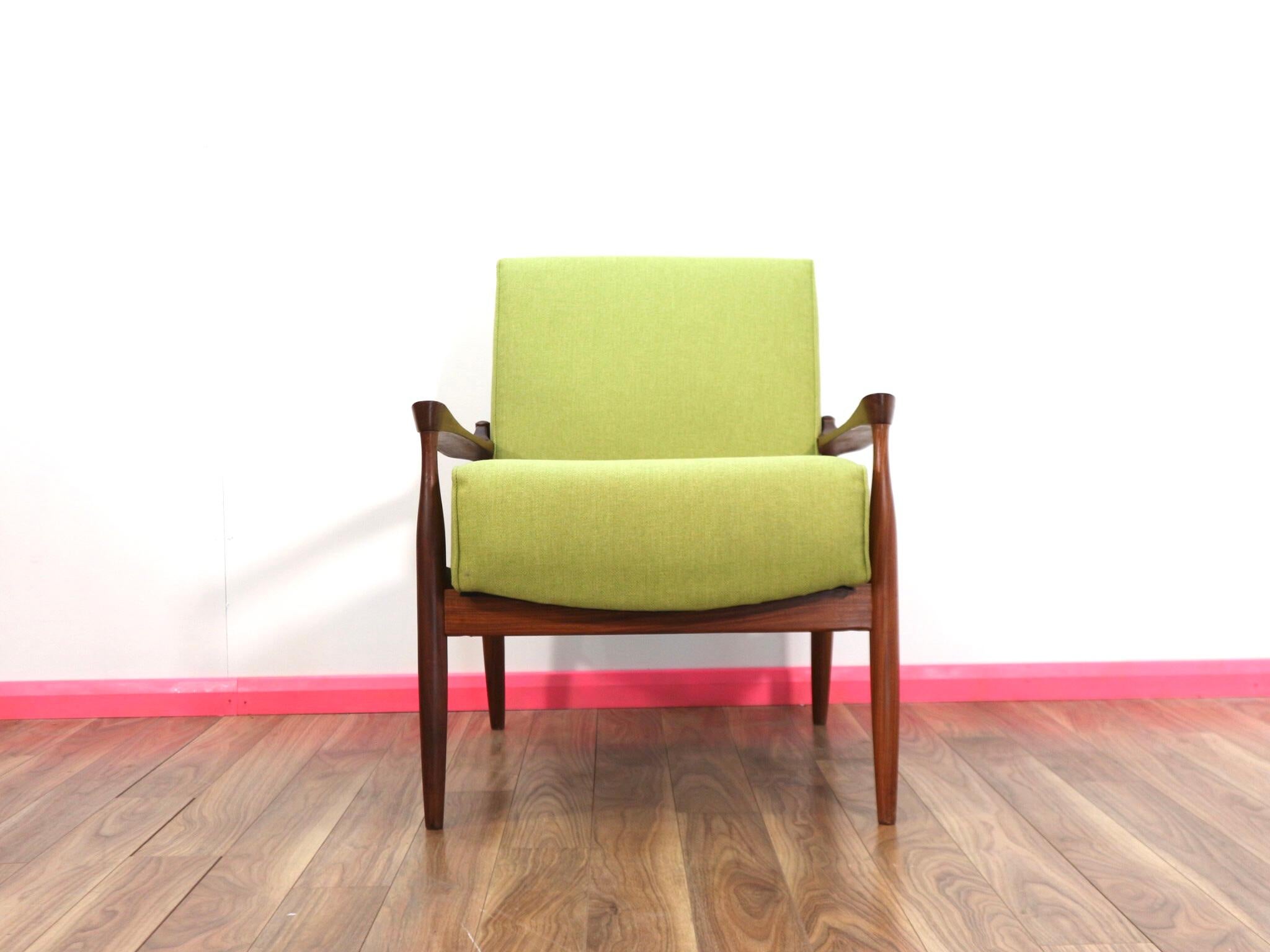 Mid-Century Modern Teak and Afromosia Framed Danish Kofod Larsen Lounge Chair 1