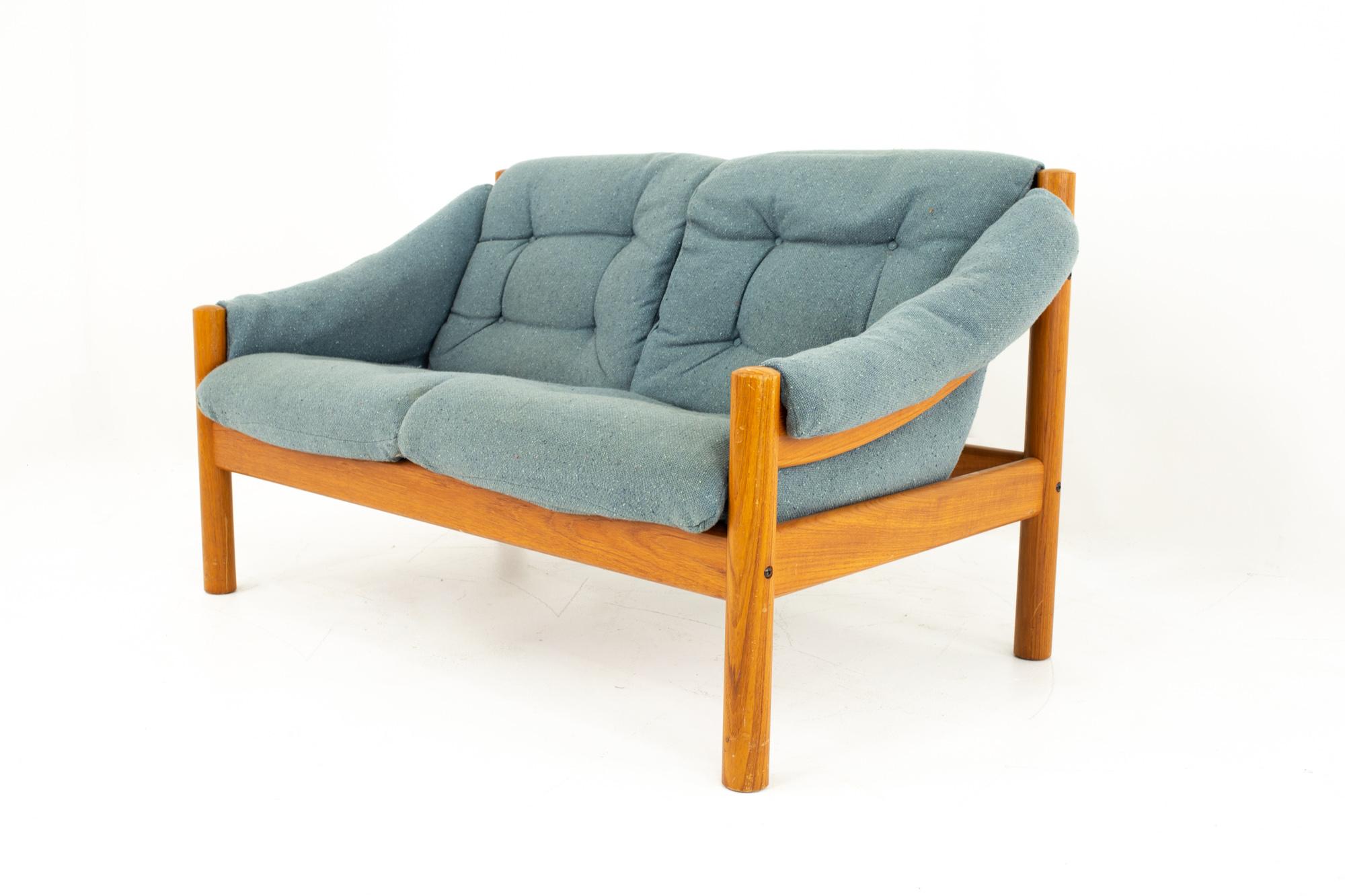 blue mid century modern sofa