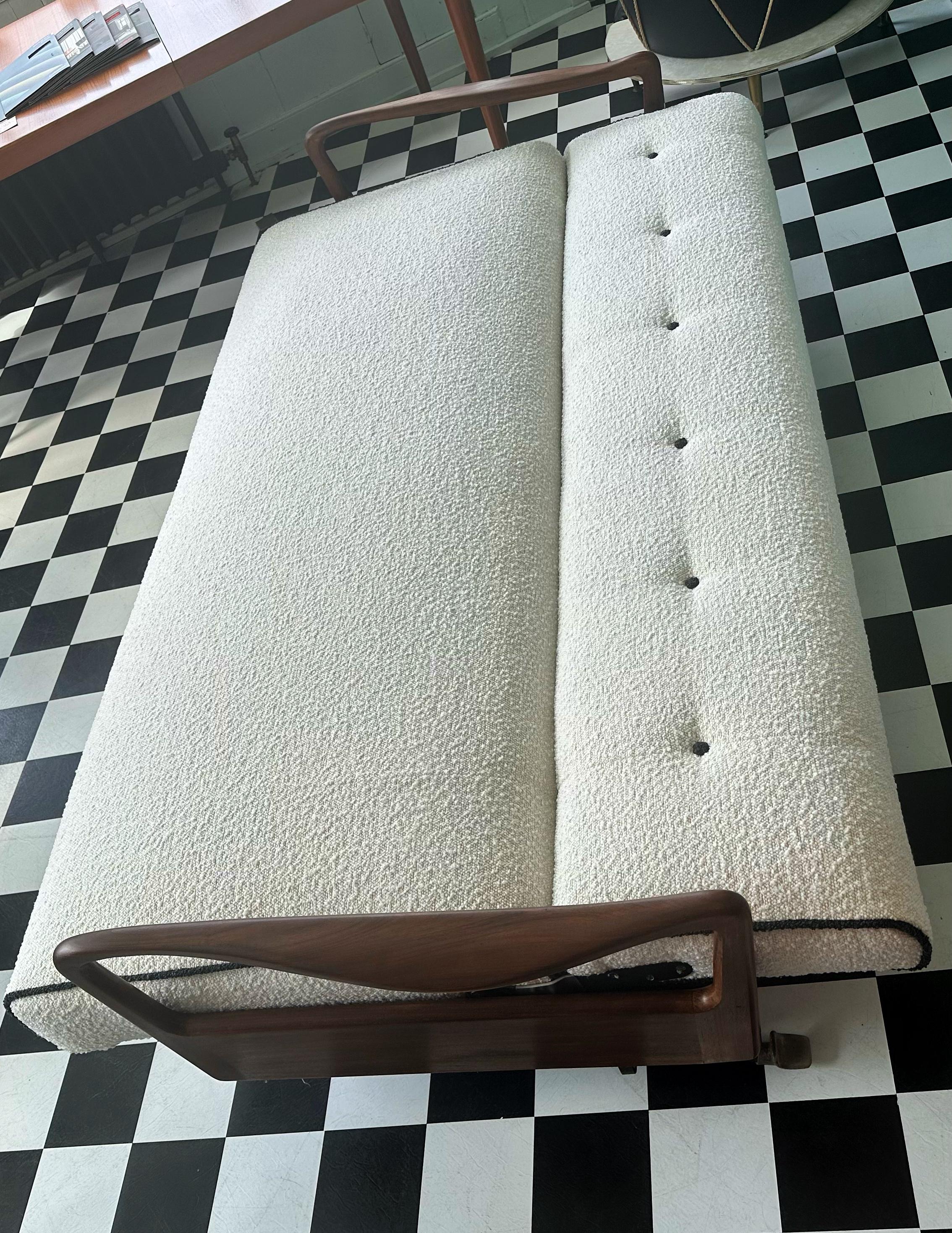 20th Century Mid Century Modern Teak and Boucle Sofa Bed by Greaves and Thomas
