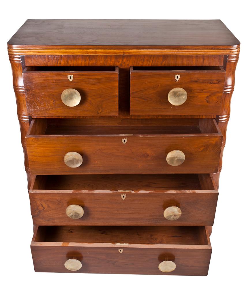 Mid-Century Modern Teak and Brass Chest of Drawers In Good Condition In Nantucket, MA