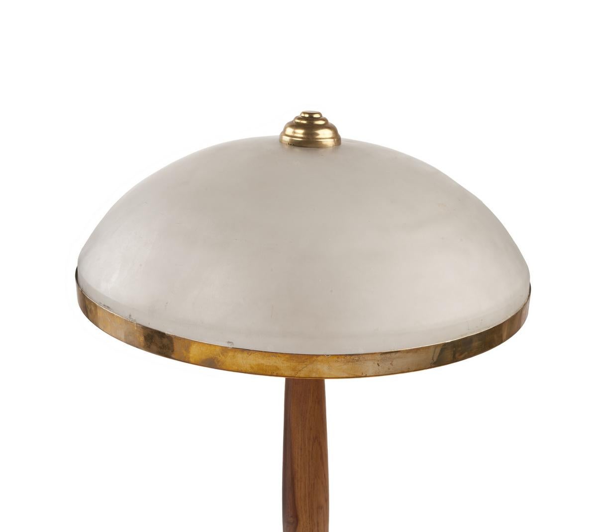 Mid-Century Modern Teak and Brass Table Lamp 2