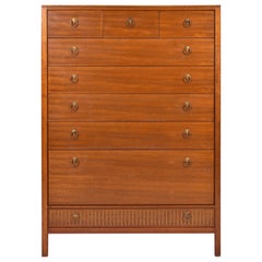 Mid-Century Modern Teak and Brass Tall Chest of Drawers Mid-Century Modern Teak and Brass Tall Chest of Drawers
