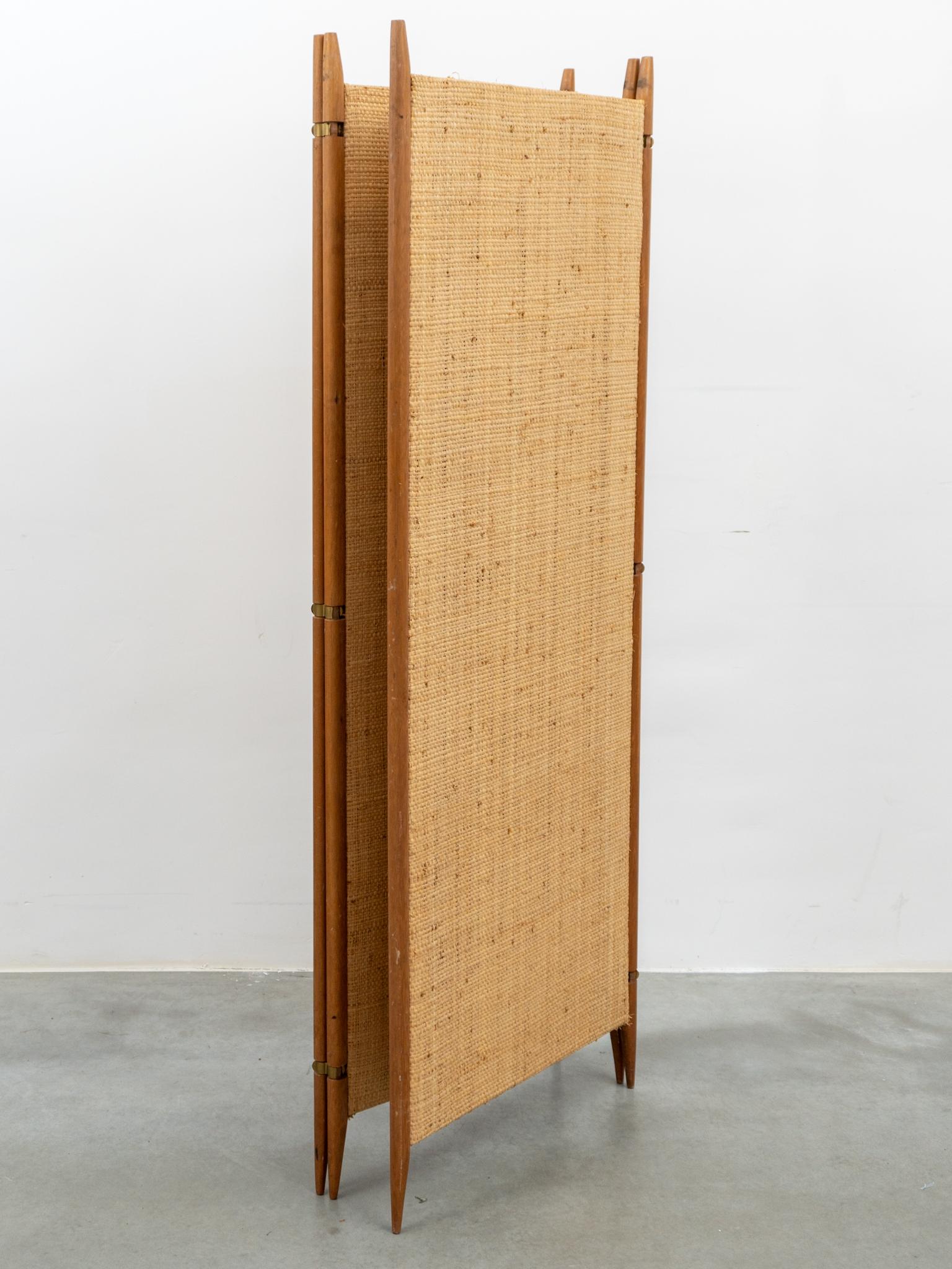 Mid-Century Modern Teak and Cane Three Panel Folding Screen, Denmark, 1960s 2