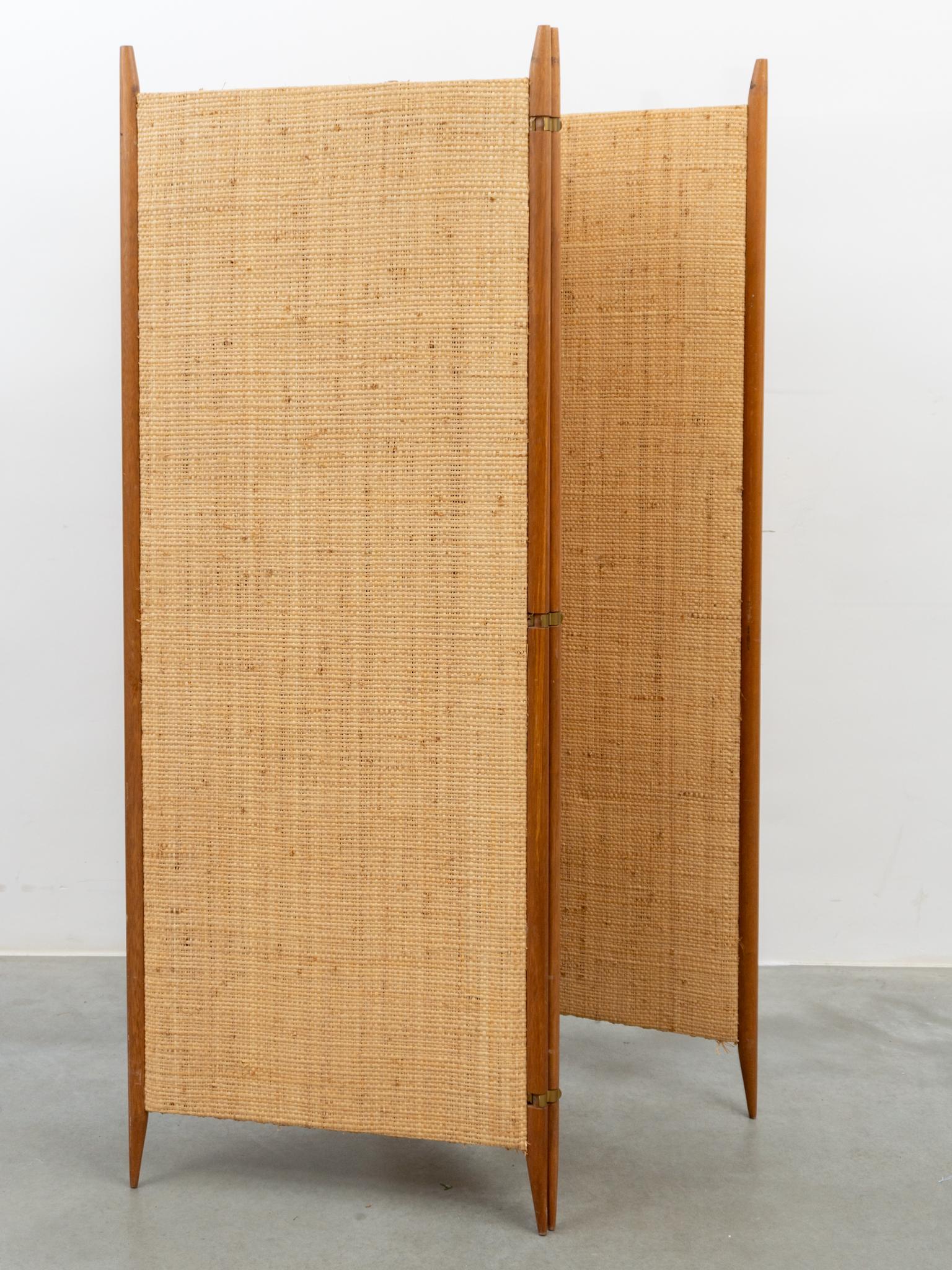 Mid-Century Modern Teak and Cane Three Panel Folding Screen, Denmark, 1960s 3