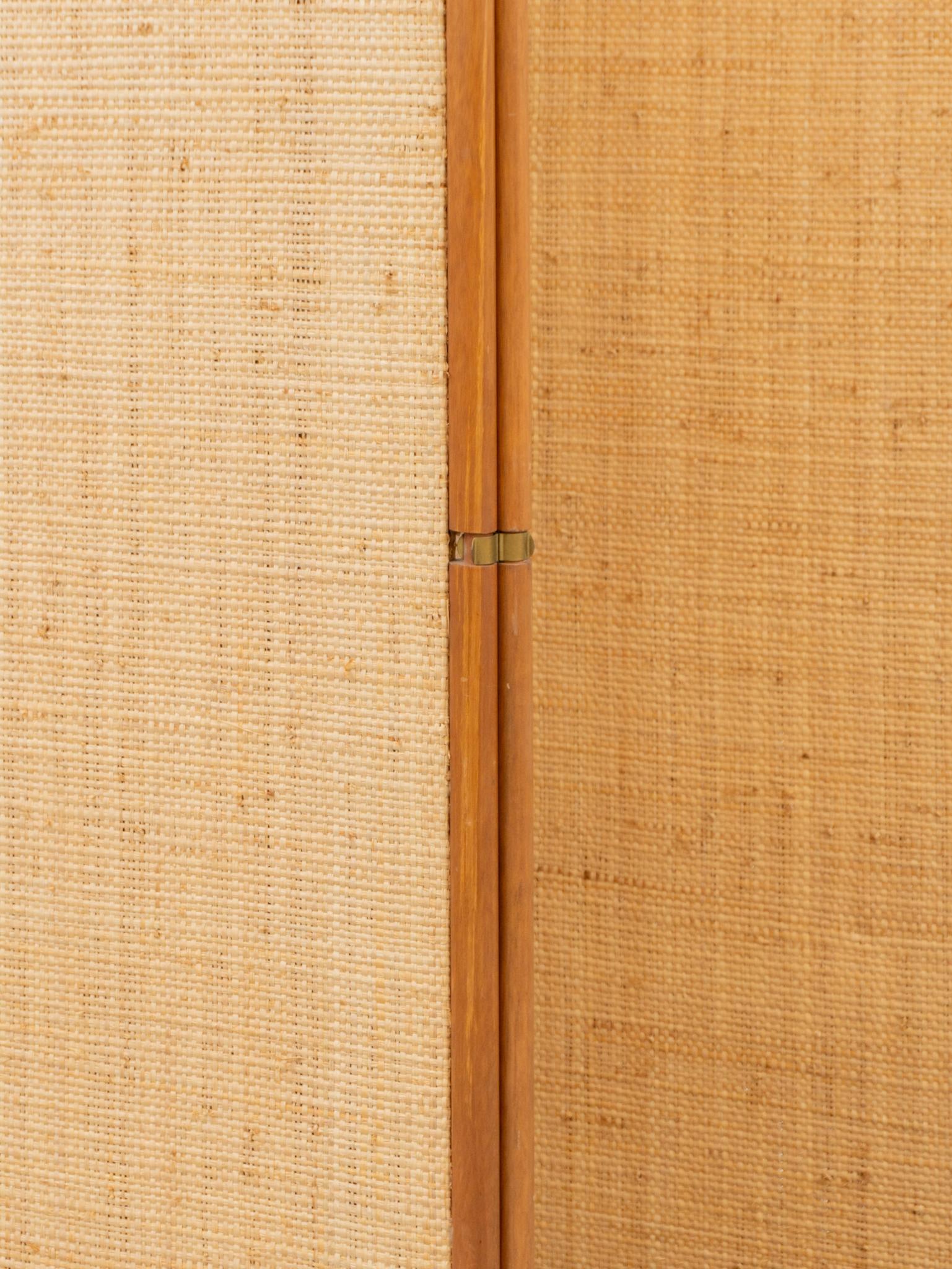 Mid-Century Modern Teak and Cane Three Panel Folding Screen, Denmark, 1960s 5