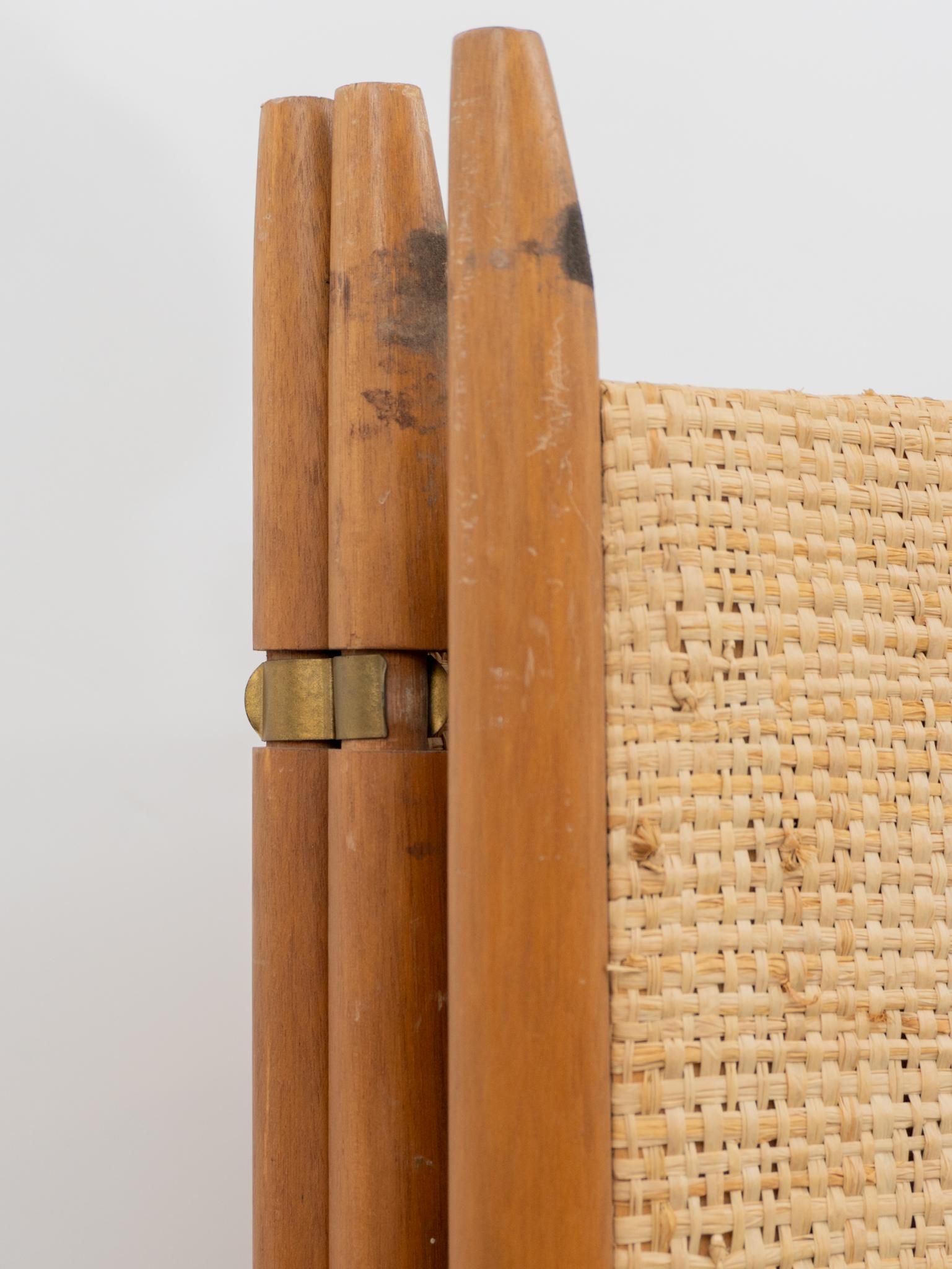 Mid-Century Modern Teak and Cane Three Panel Folding Screen, Denmark, 1960s 7