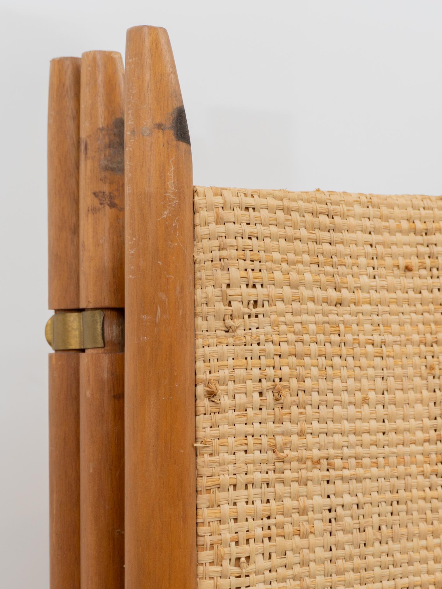 Mid-Century Modern Teak and Cane Three Panel Folding Screen, Denmark, 1960s 8