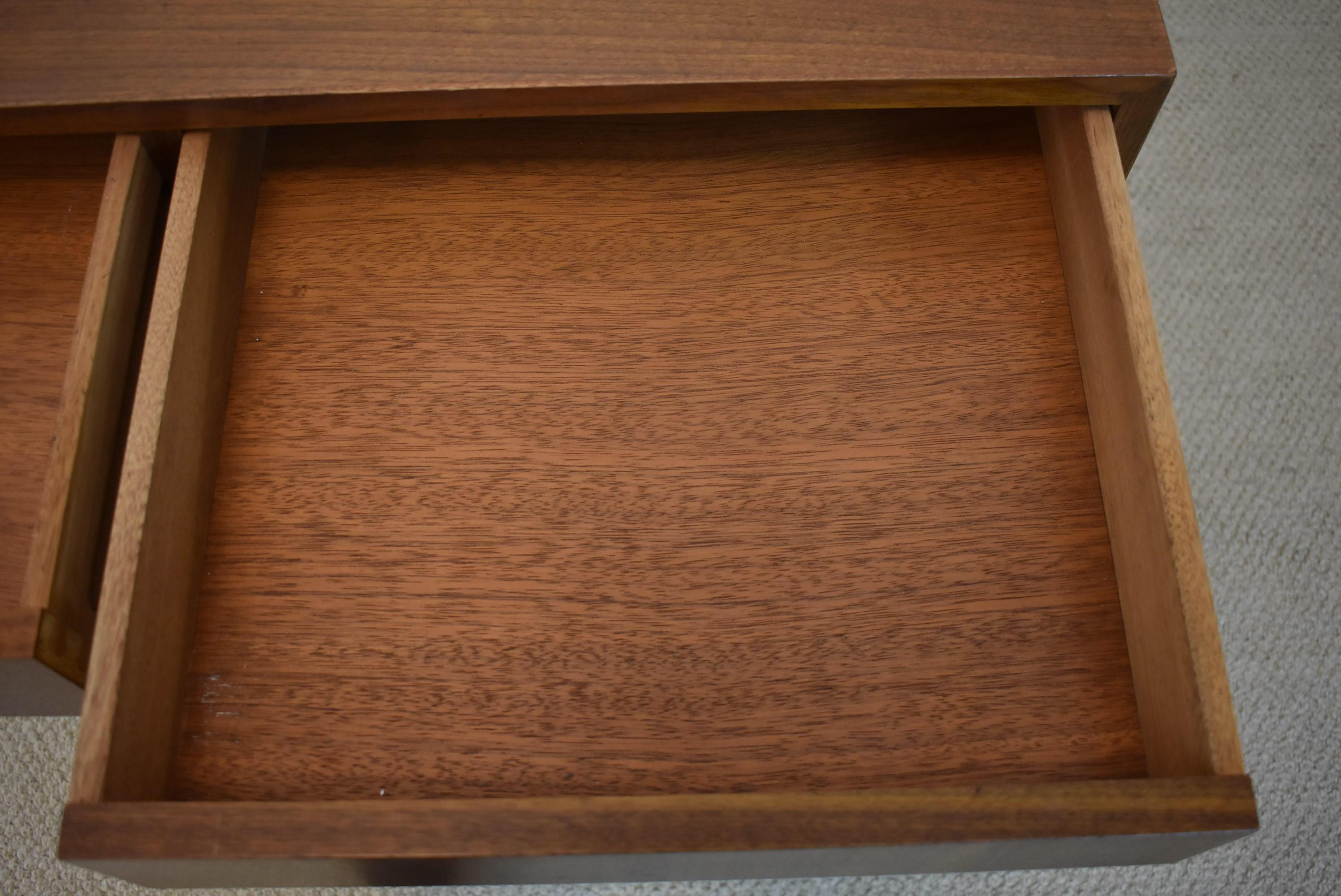 Mid-Century Modern Teak and Chrome Three-Drawer Desk In Good Condition In Toledo, OH