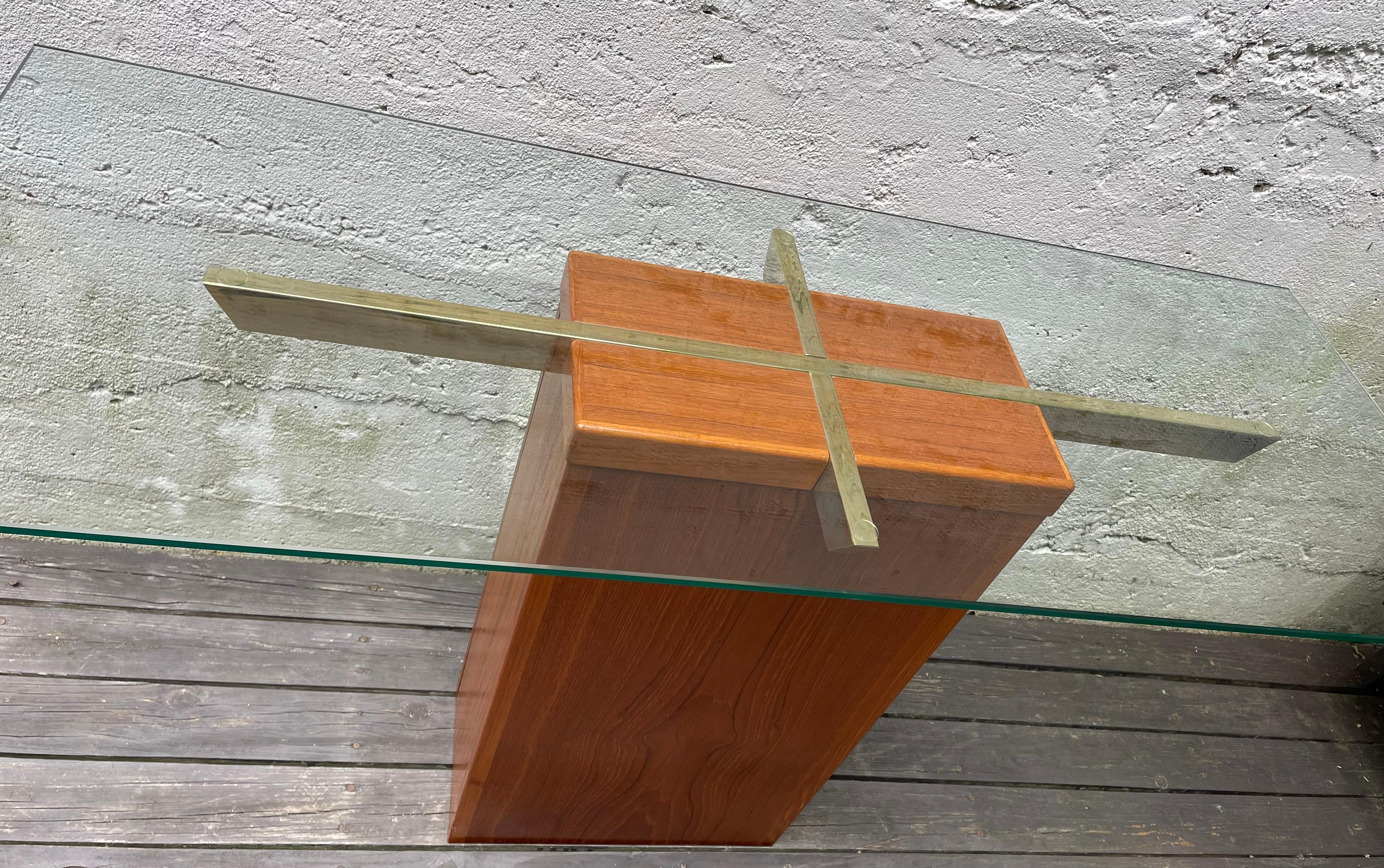 Danish Mid Century Modern Teak and Glass Foyer or Console Table by Trioh Mobler Denmark