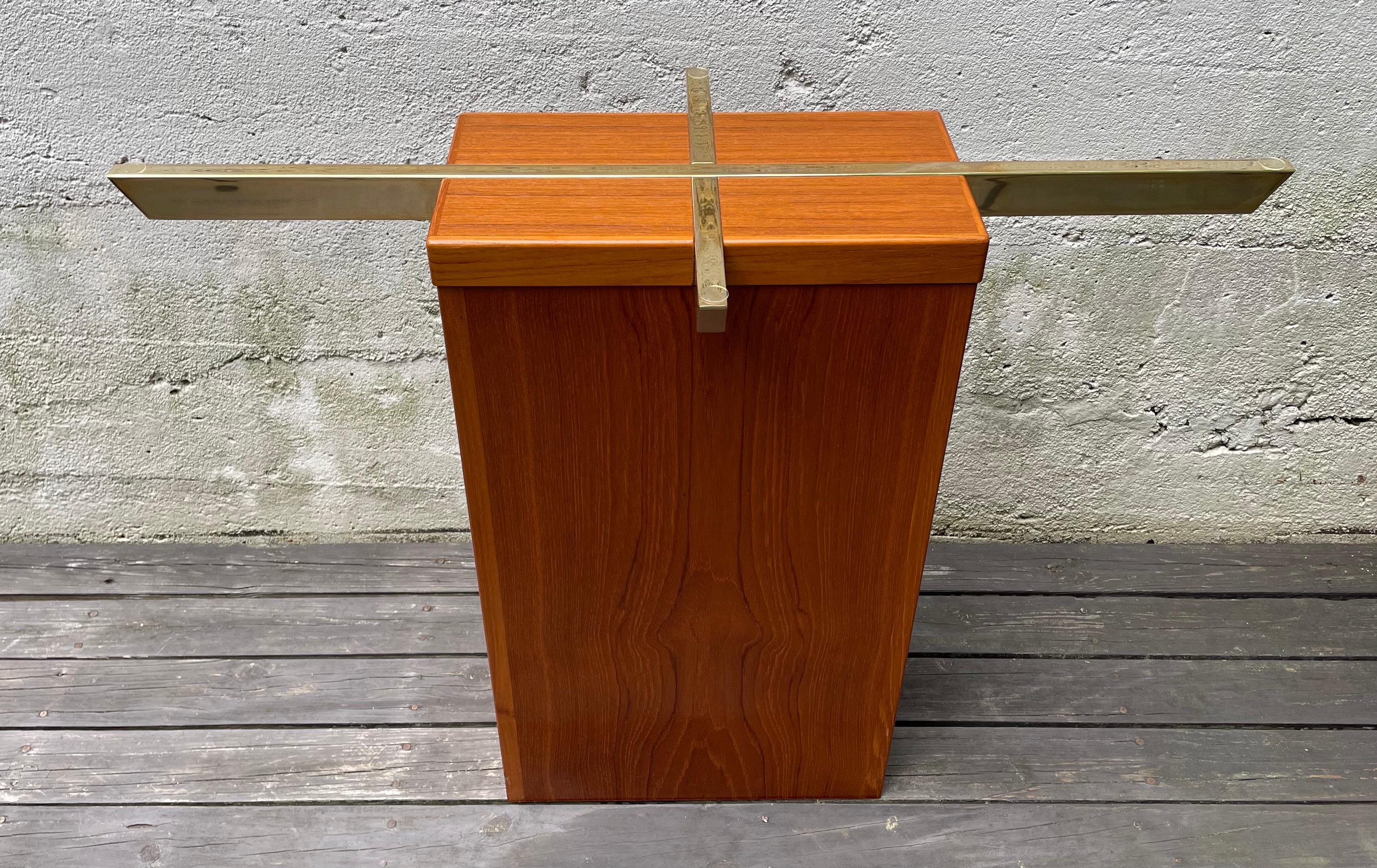 Mid Century Modern Teak and Glass Foyer or Console Table by Trioh Mobler Denmark 2