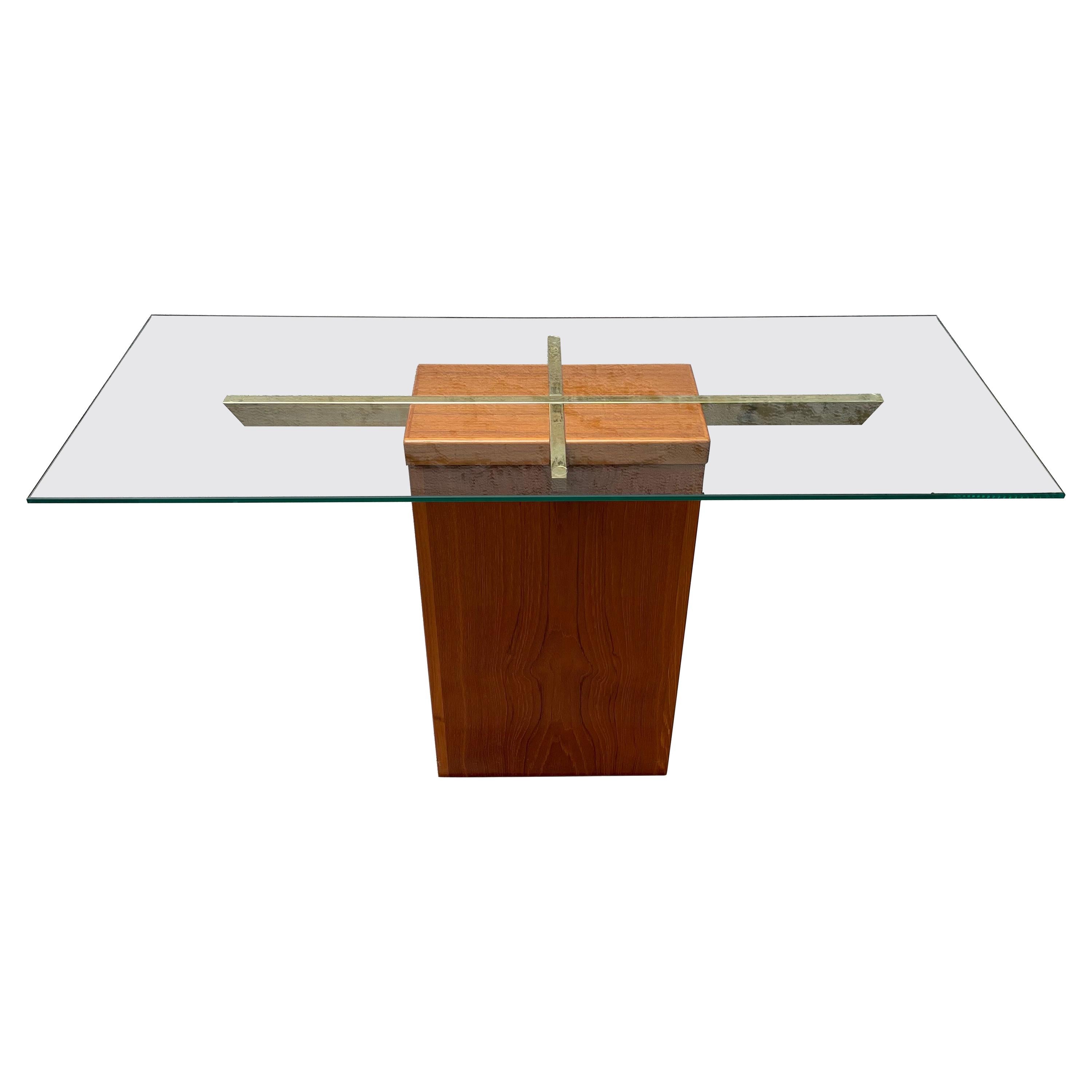 Mid Century Modern Teak and Glass Foyer or Console Table by Trioh Mobler Denmark