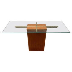 Table d'entrée ou console en teck et verre:: style moderne du milieu du siècle:: par Trioh Mobler Danemark