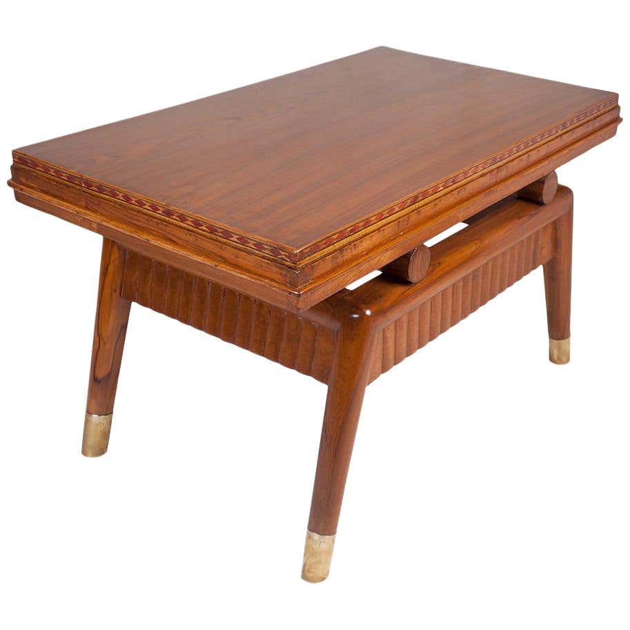 Mid-Century Modern Teak and Inlay Coffee Table at 1stDibs