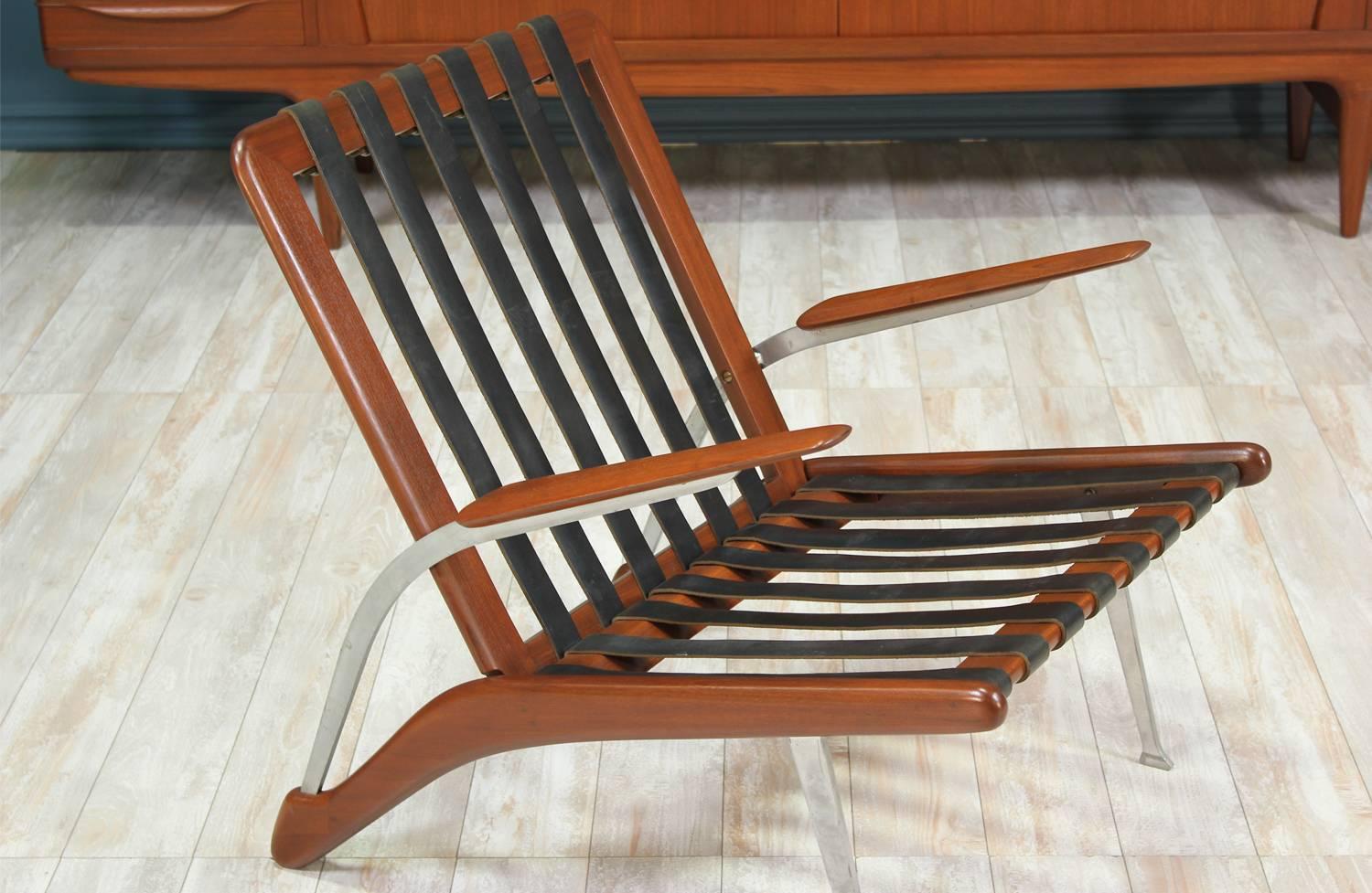 Mid-Century Modern Teak and Steel Lounge Chairs 5