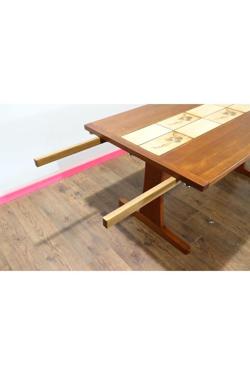 Mid Century Modern Teak and Tiled Danish Gangso Mobler Extending Dining Table 4
