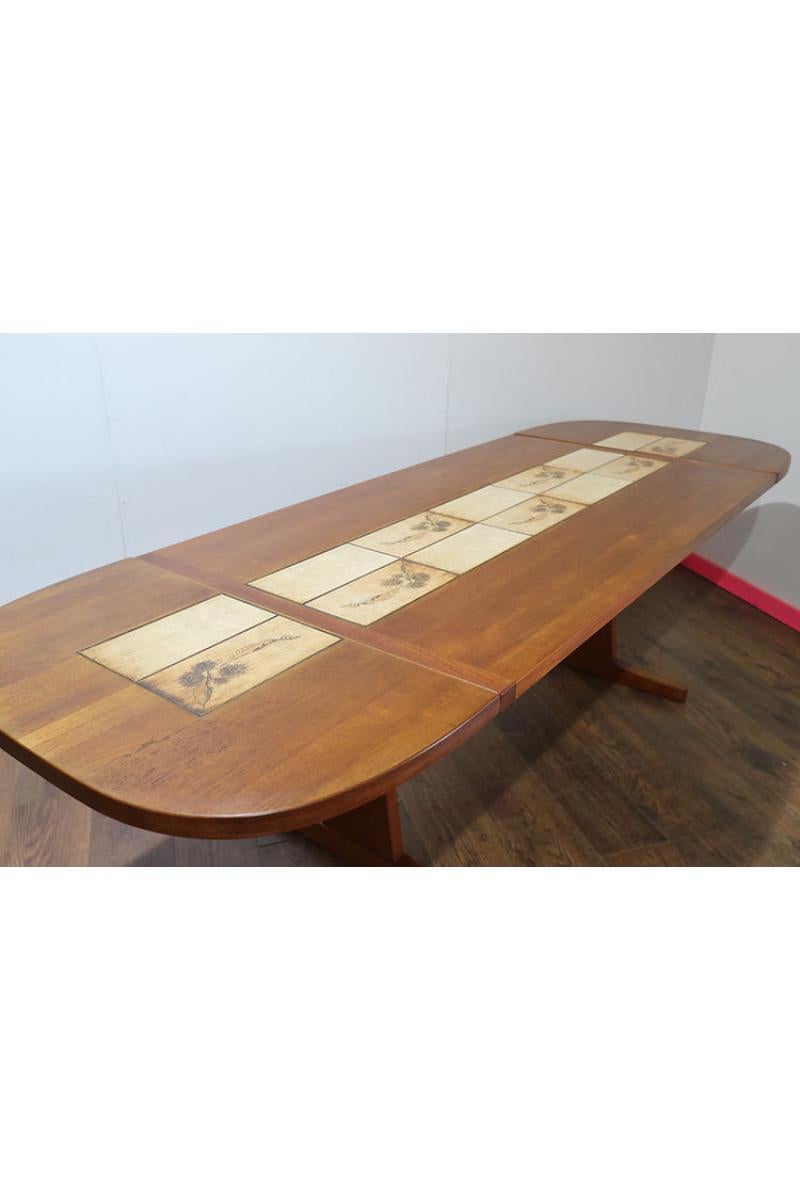 Mid-Century Modern Mid Century Modern Teak and Tiled Danish Gangso Mobler Extending Dining Table