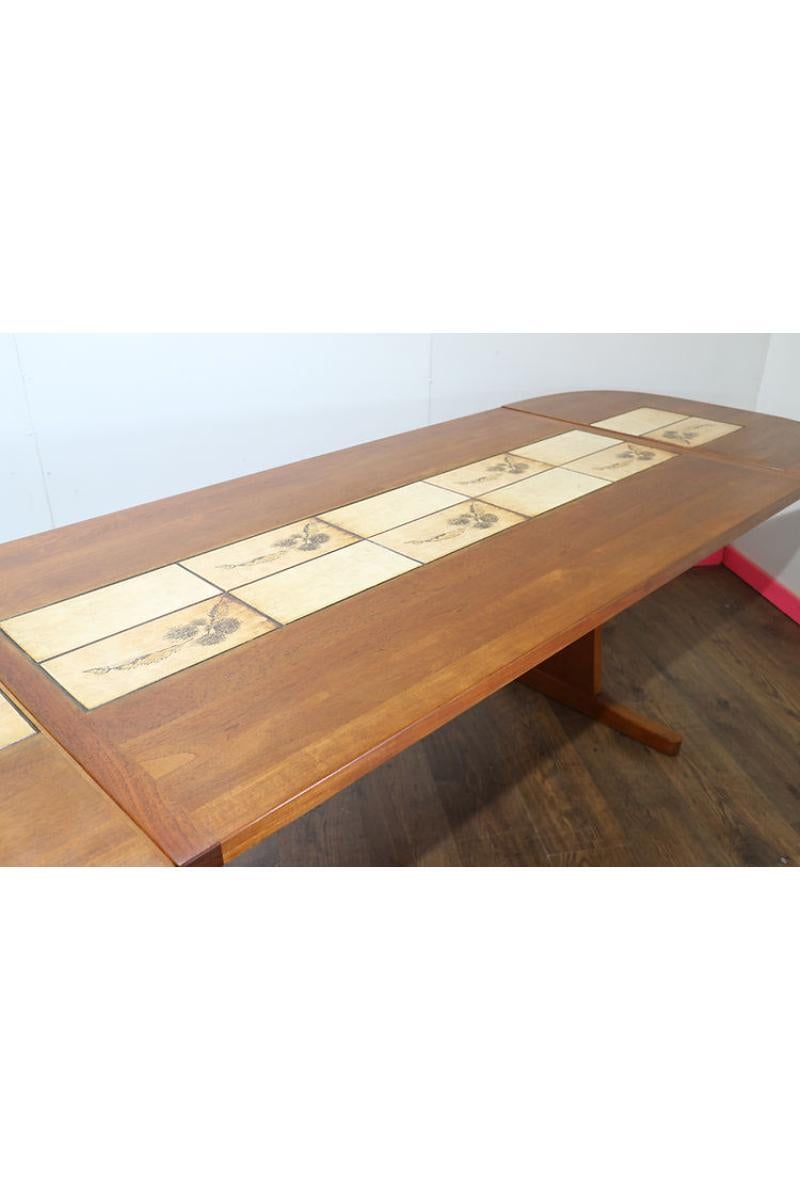 Mid Century Modern Teak and Tiled Danish Gangso Mobler Extending Dining Table In Good Condition In Los Angeles, CA