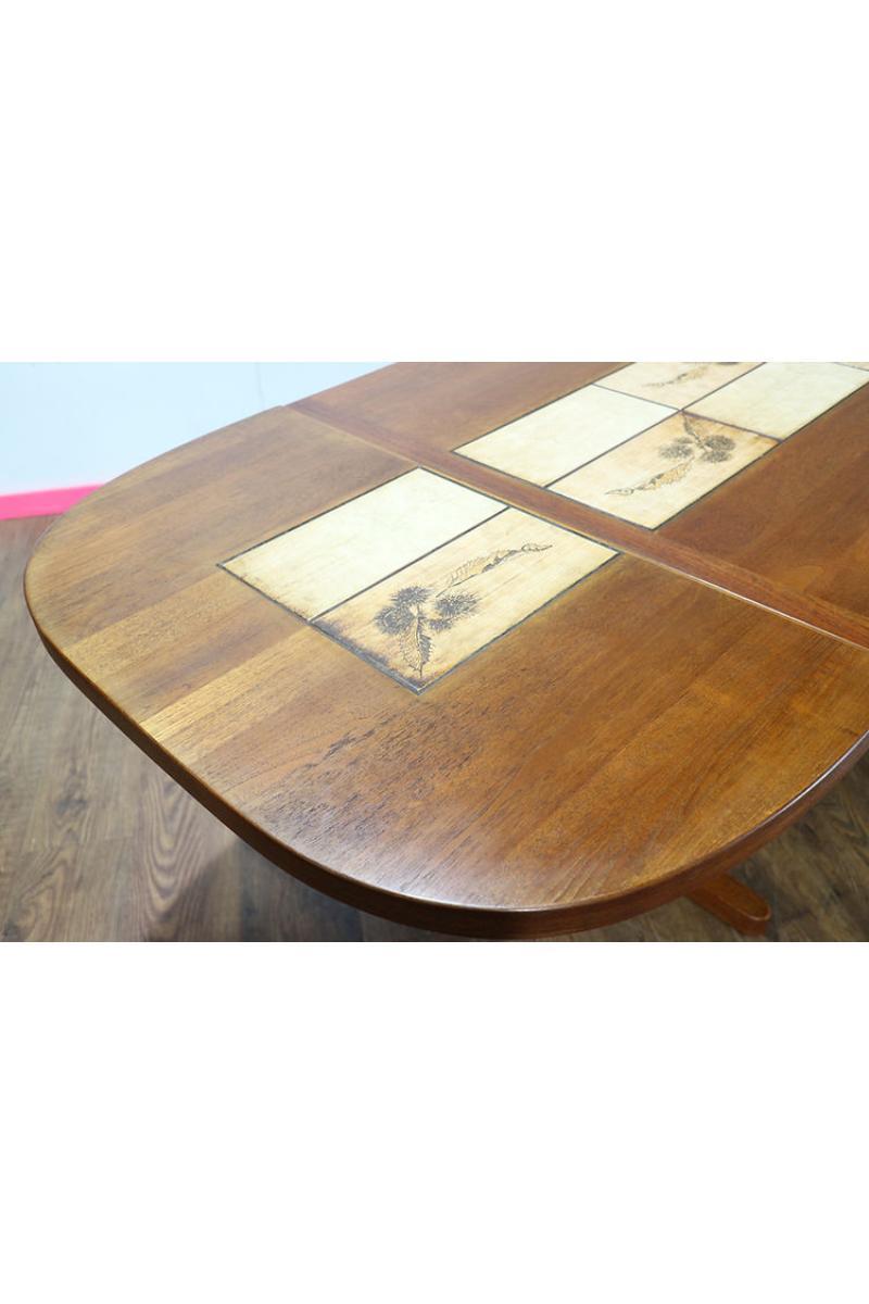 Wood Mid Century Modern Teak and Tiled Danish Gangso Mobler Extending Dining Table