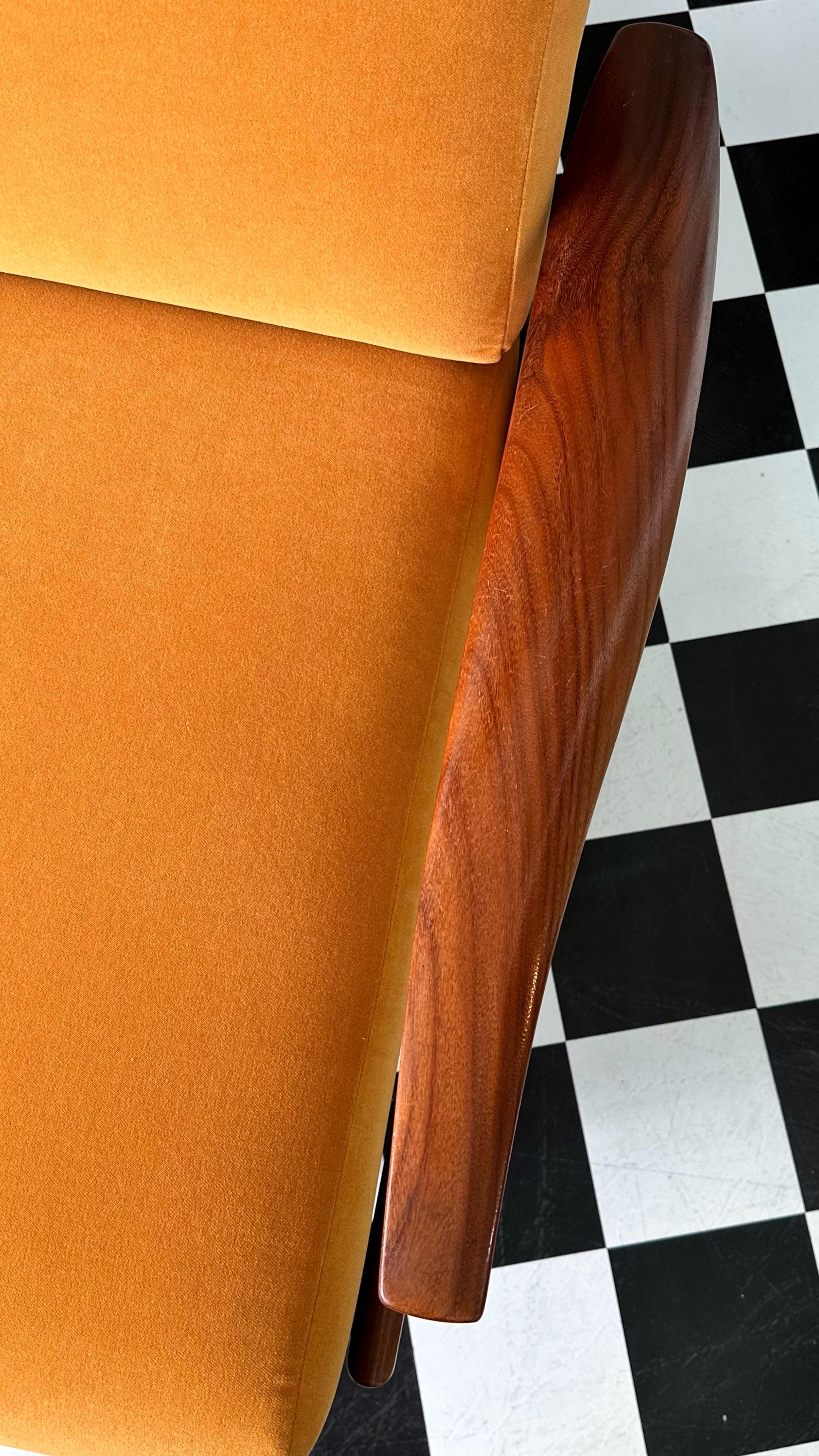 Mid Century Modern Teak and Velvet Sofa Bed by Greaves and Thomas 1