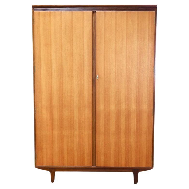MidCentury Modern Wooden Wardrobe by Alfred Hendricks, 1970s For Sale