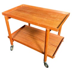 Mid Century Modern Teak Bar Cart Designed by Poul Hundevad c 1960, Convertible