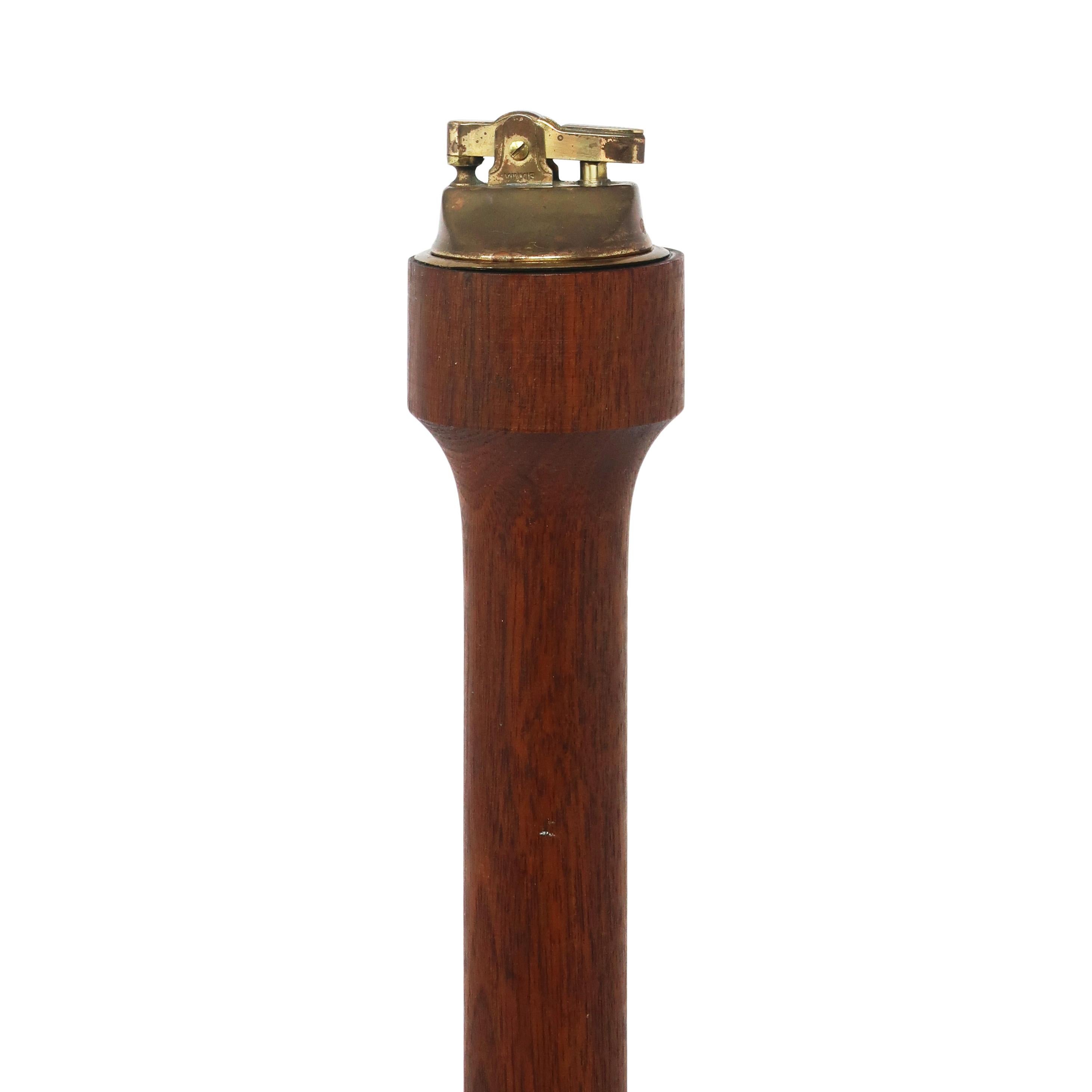 20th Century Mid-Century Modern Teak & Blue Enameled Metal Table Lighter For Sale