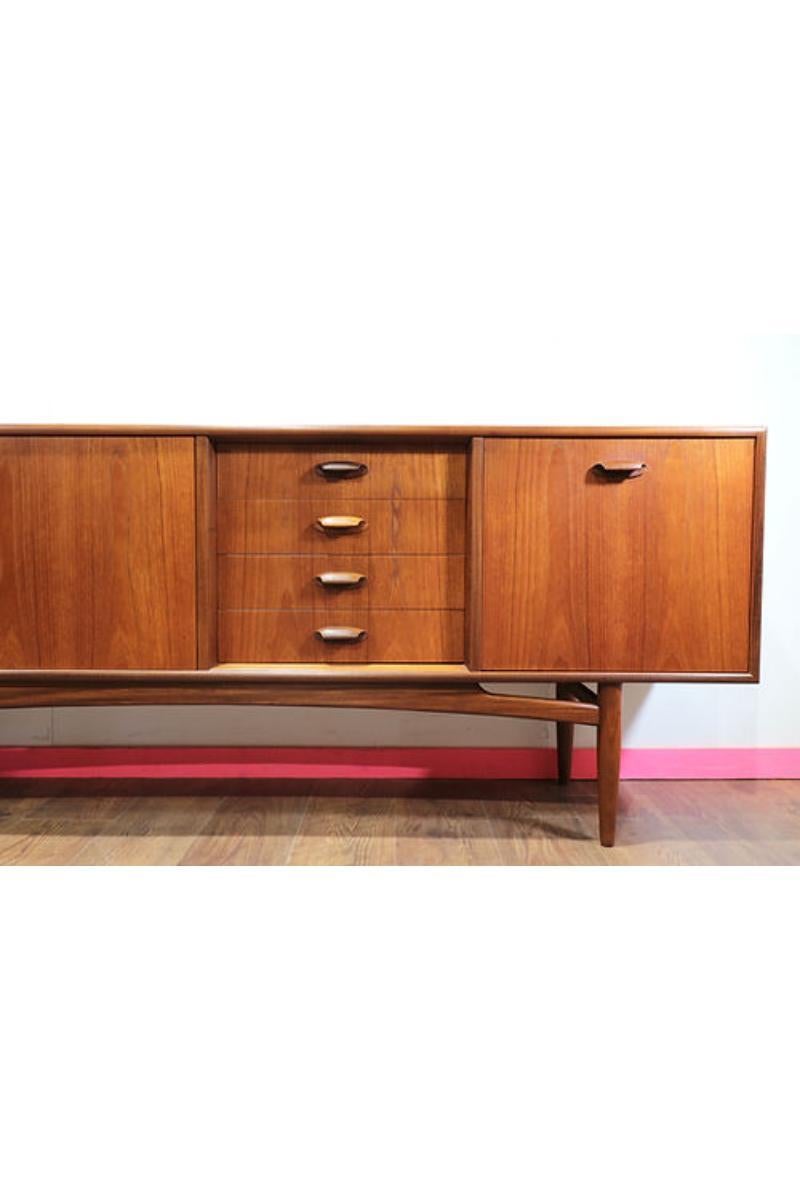 Mid Century Modern Teak Brasilia Sideboard Credenza by G Plan Danish Style 1