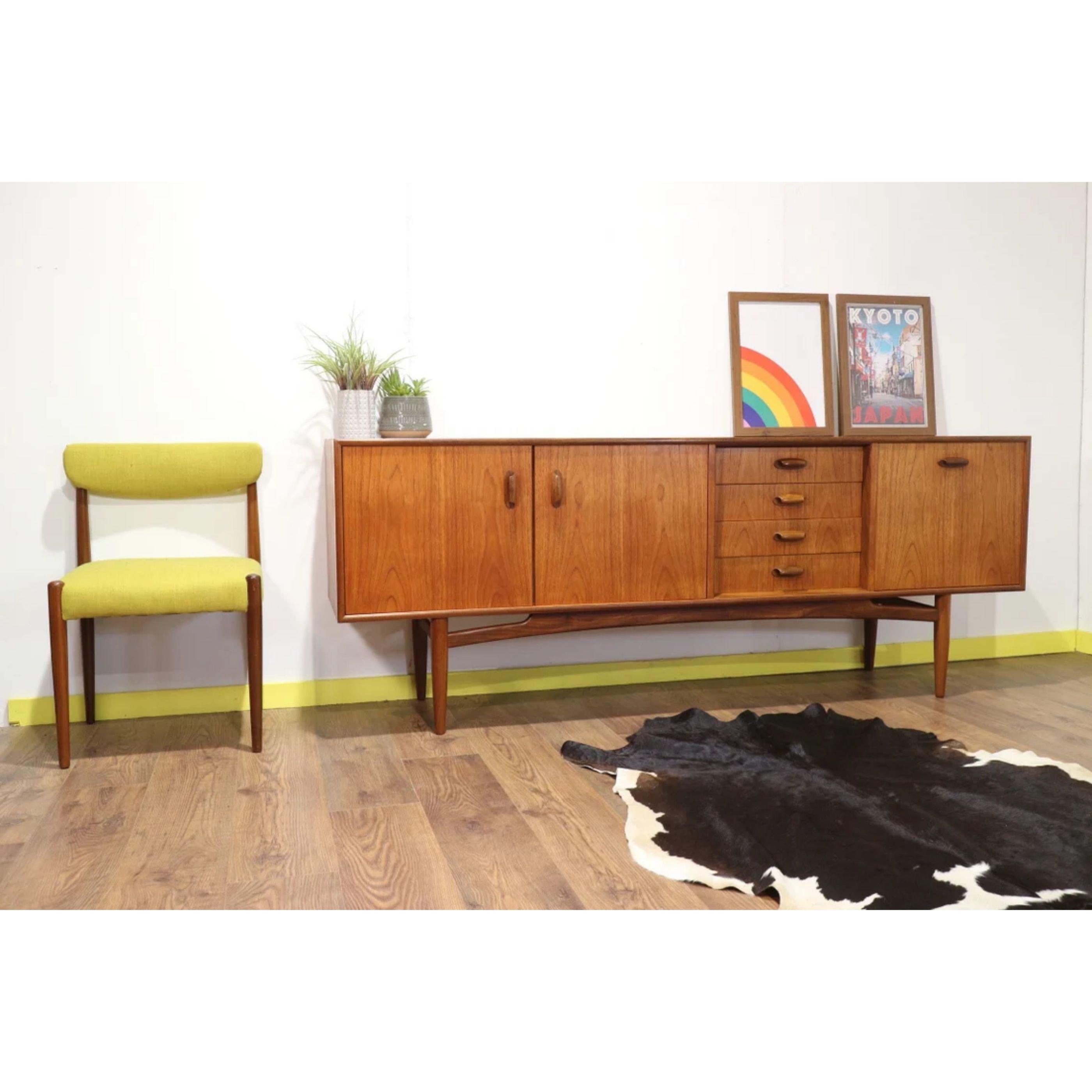 This absolutely gorgeous credenza made by British cabinet maker, G Plan as part of their Brasilia range shouts style. It has acres of storage and would look fantastic in any setting

Dims

w81 d 19 h31

Condition

This sideboard is in great