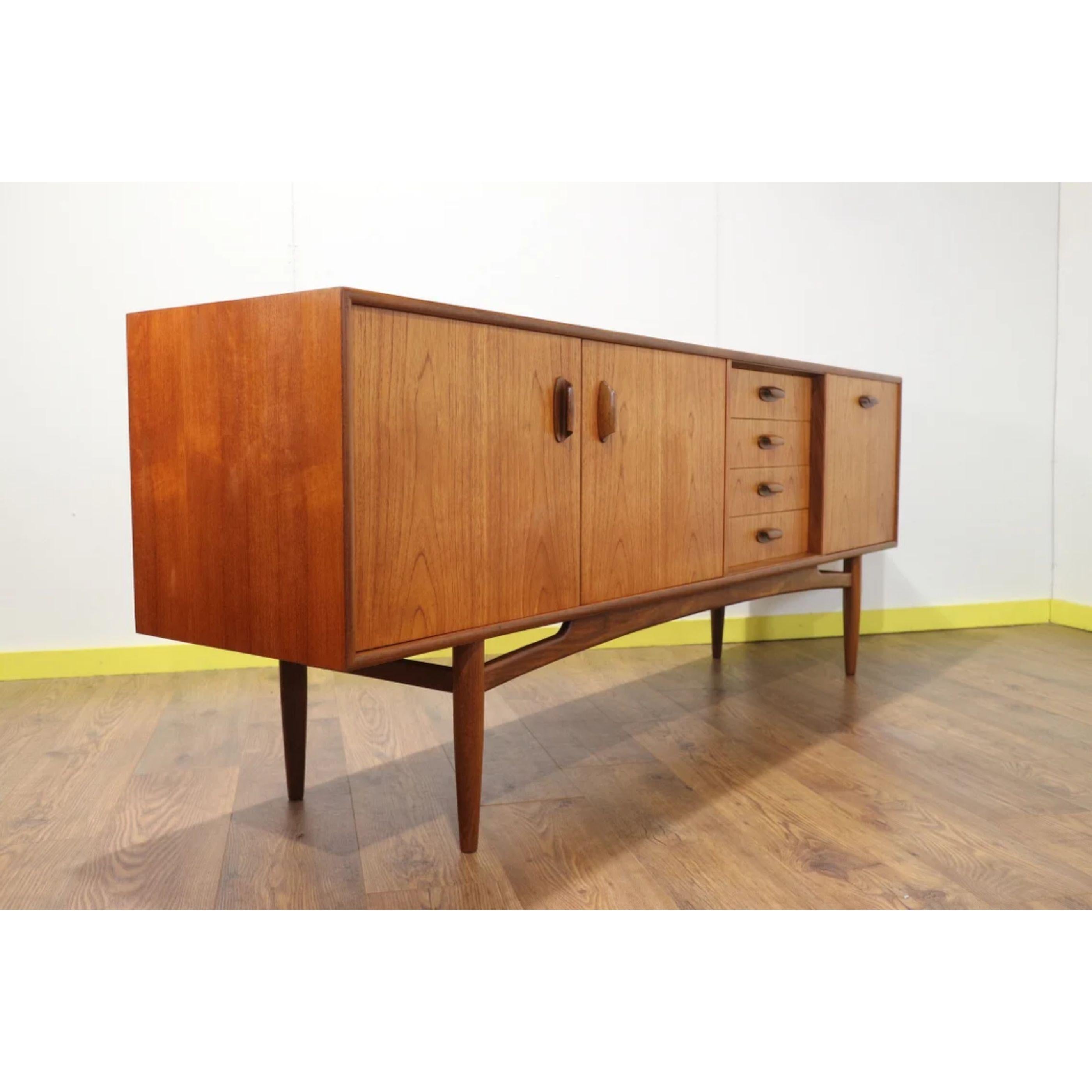 English Mid-Century Modern Teak Brasilia Sideboard Credenza by G Plan Vintage Danish