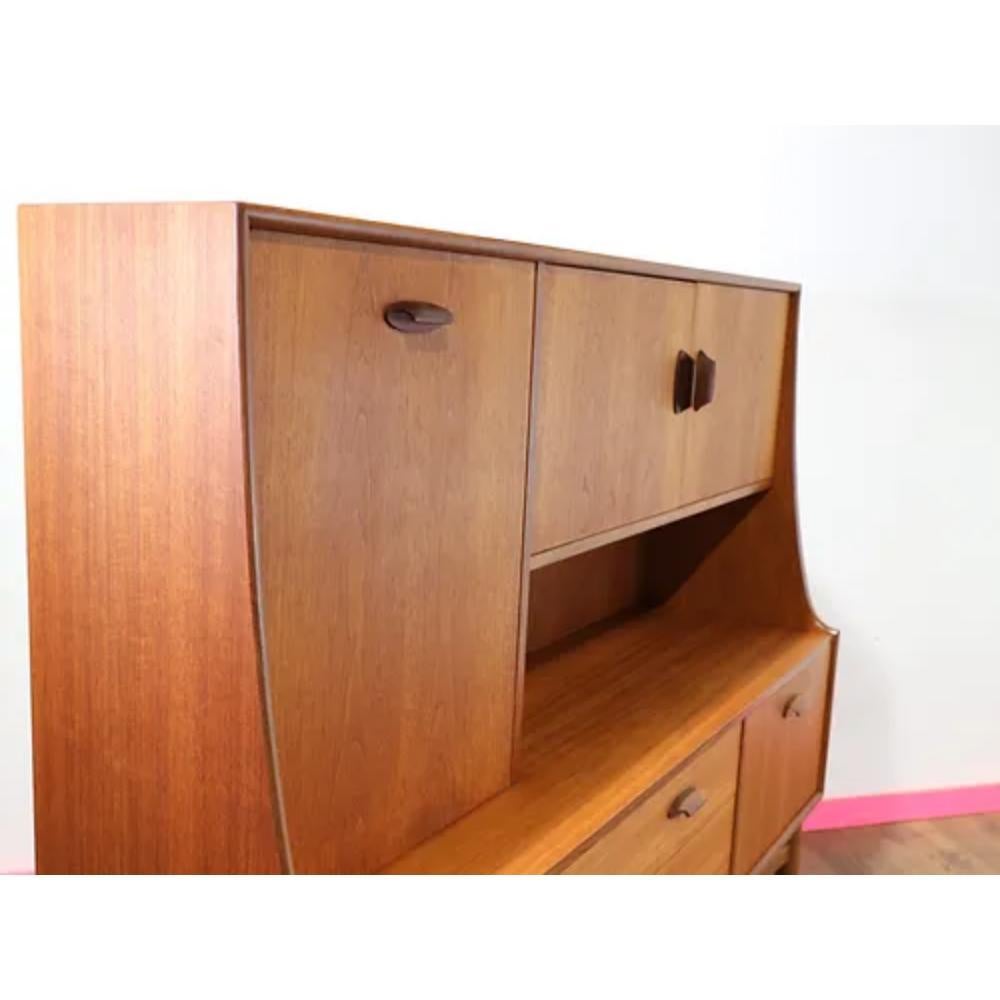 British Mid Century Modern Teak Brasilia Sideboard Tall Credenza Buffet by G Plan For Sale