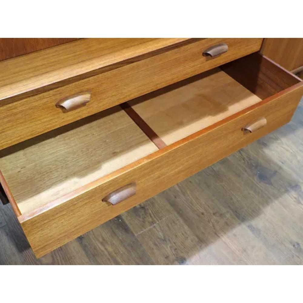Mid Century Modern Teak Brasilia Sideboard Tall Credenza Buffet by G Plan In Good Condition For Sale In Los Angeles, CA