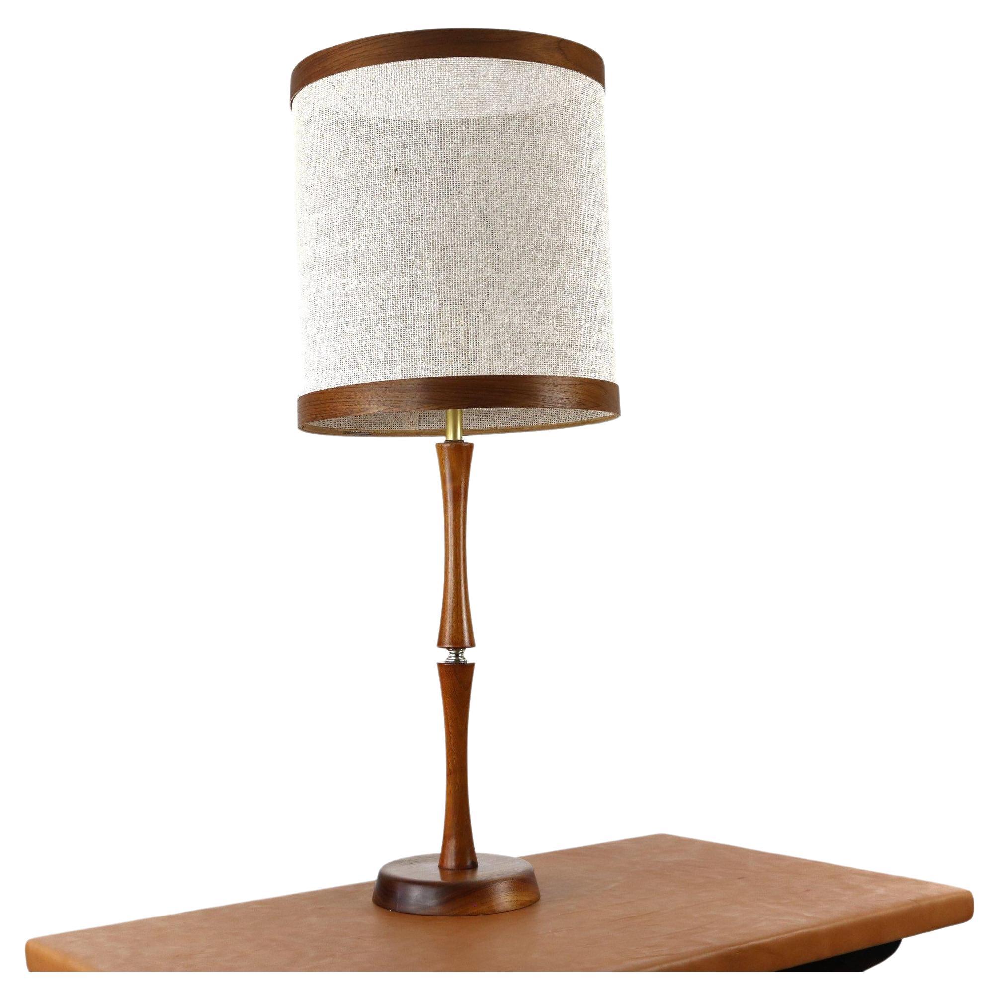 Mid-Century Modern Teak & Brass Table Lamp, Denmark, c. 1960's For Sale