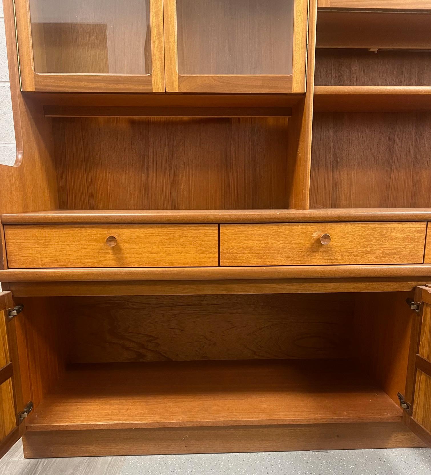 Mid Century Modern Teak Buffet Hutch Display China Cabinet By Nathan Furniture 3