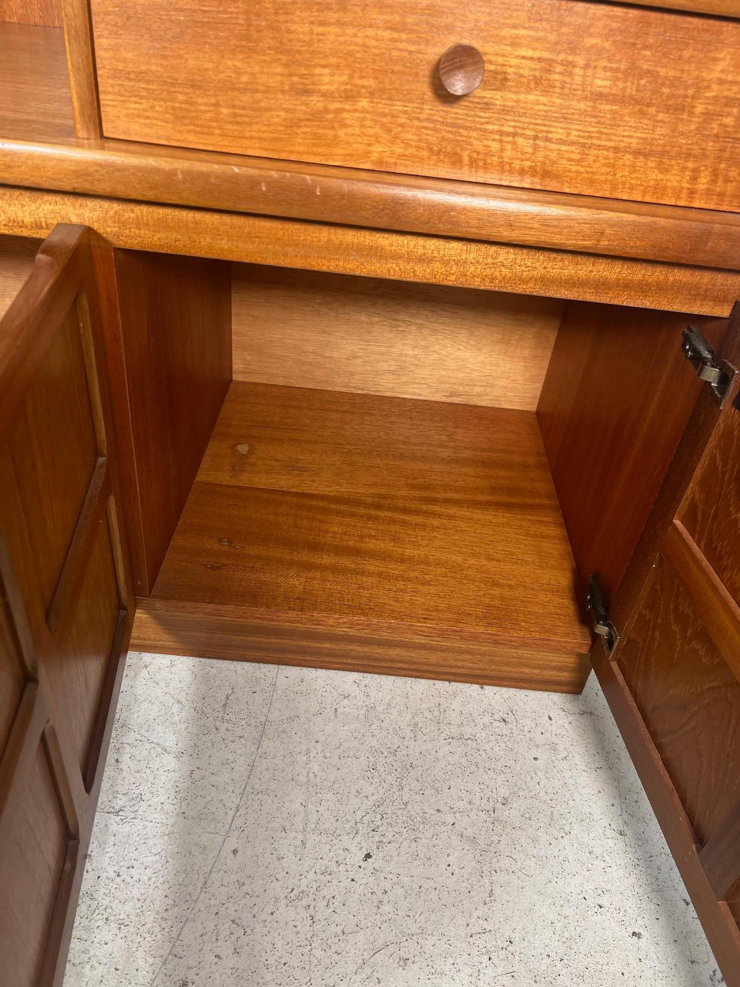 Mid Century Modern Teak Buffet Hutch Display China Cabinet By Nathan Furniture 7
