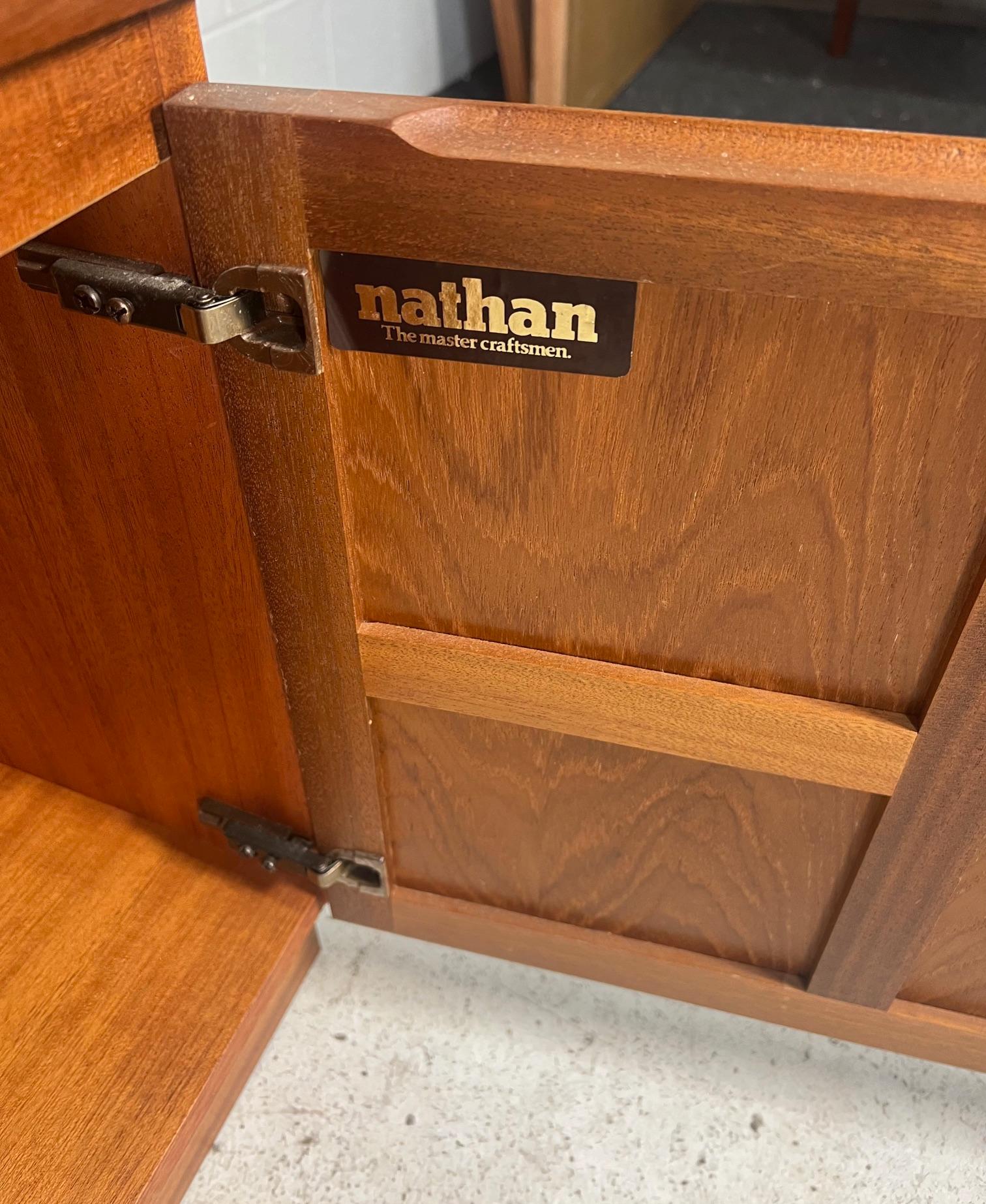 Mid Century Modern Teak Buffet Hutch Display China Cabinet By Nathan Furniture 9