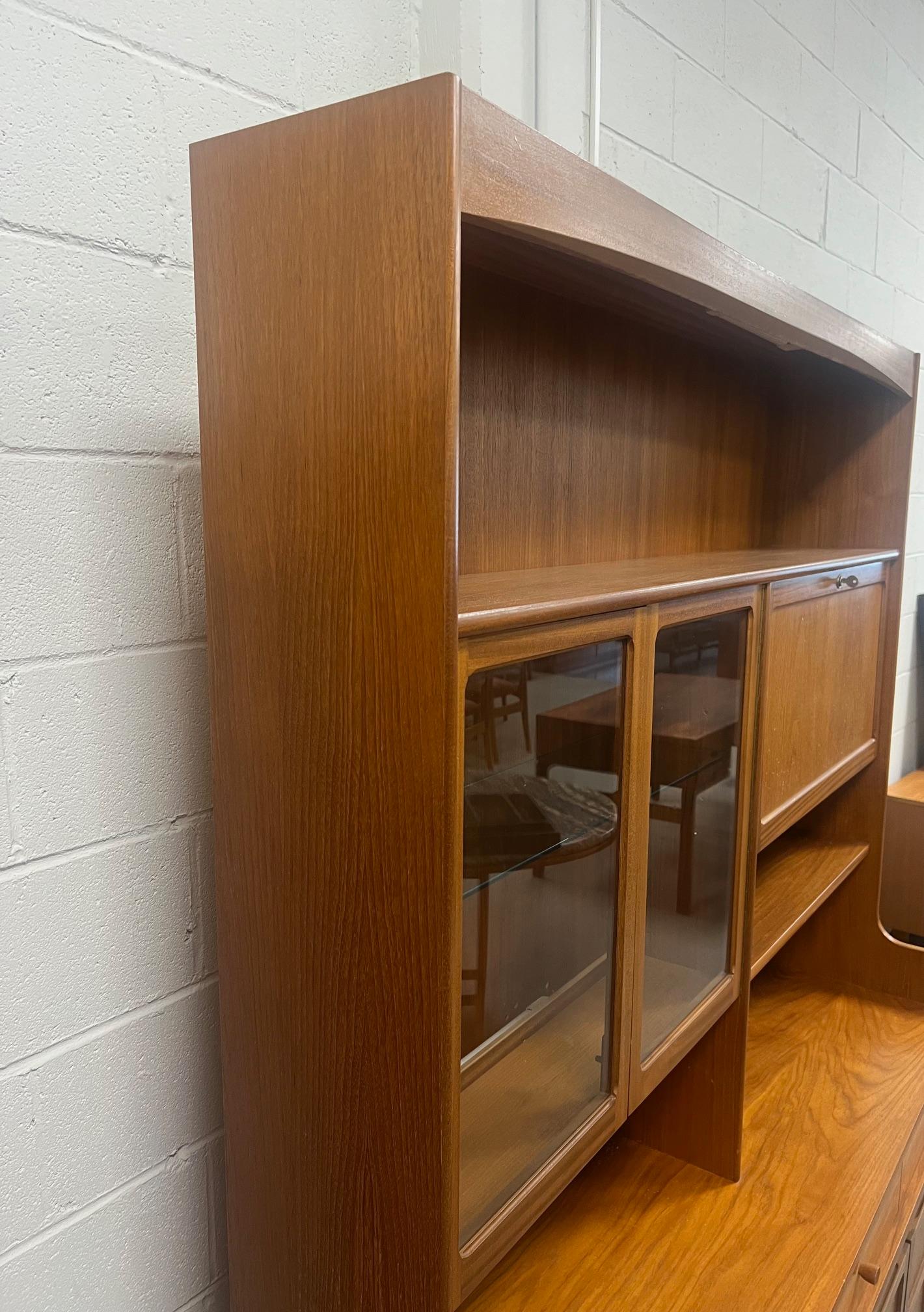 Mid Century Modern Teak Buffet Hutch Display China Cabinet By Nathan Furniture 8